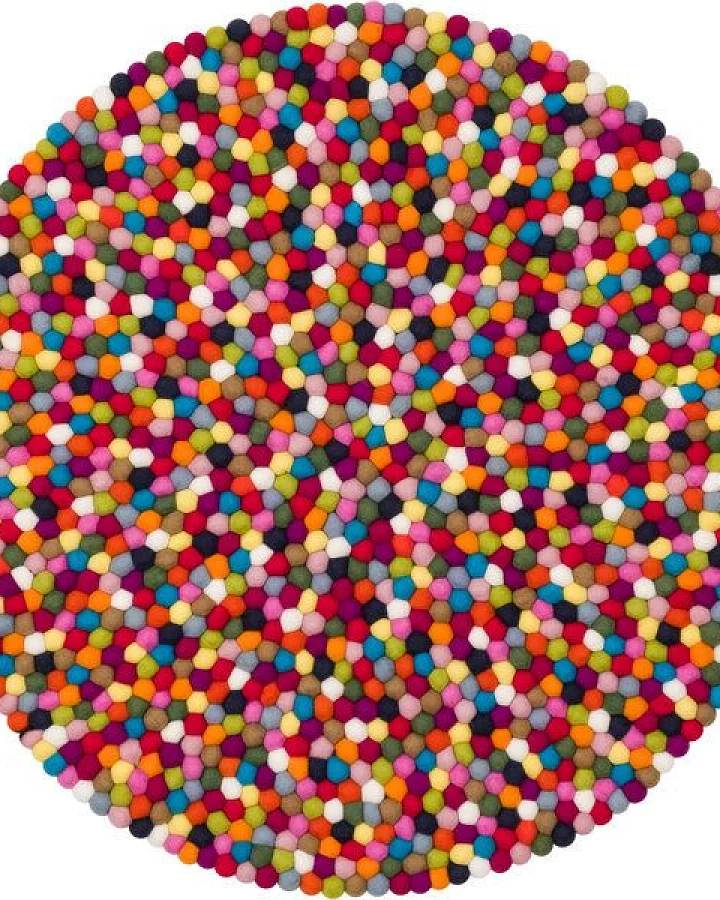 myfelt Filzkugelteppich rund, 100% Schurwolle