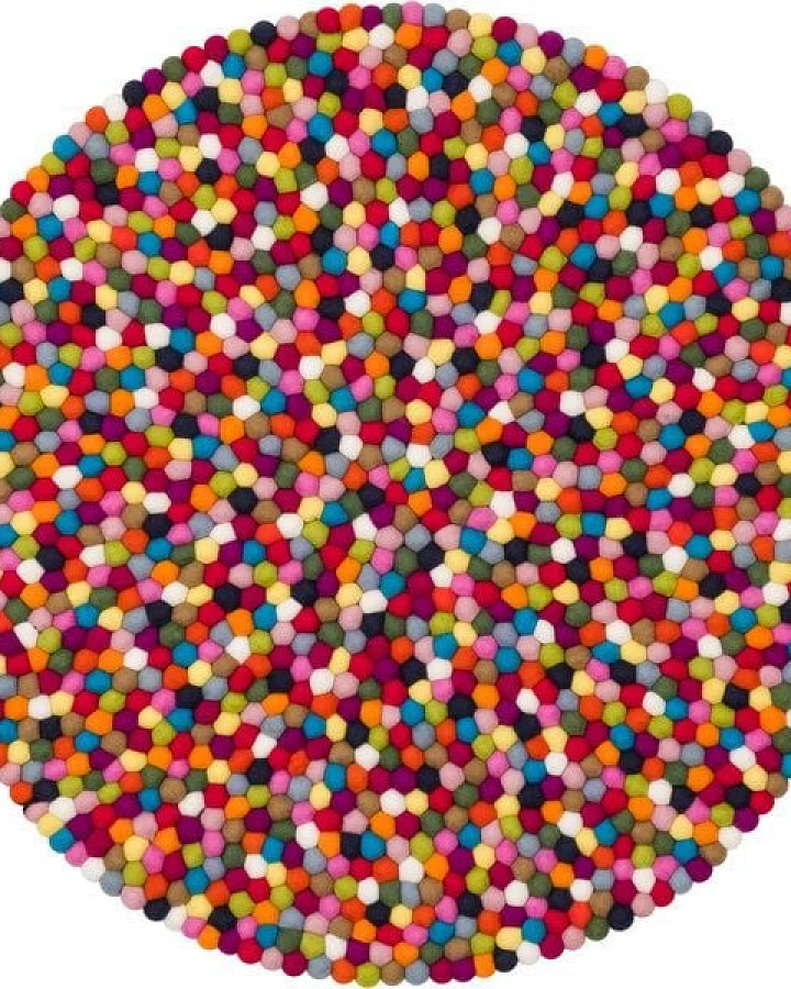 myfelt Filzkugelteppich rund, 100% Schurwolle