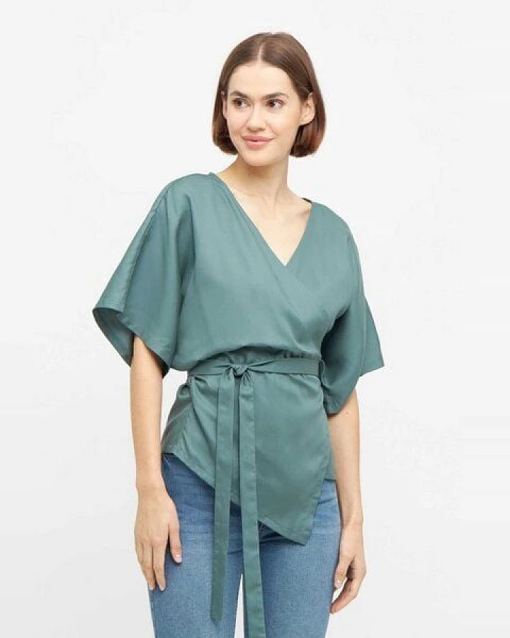 WiDDA berlin türkise Kimonobluse aus Tencel
