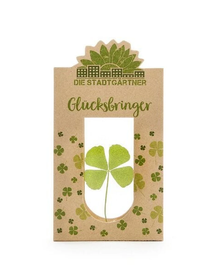 Die Stadtgärtner Glücksbringer I Echtes vierblättriges Kleeblatt als Talisman-Geschenk
