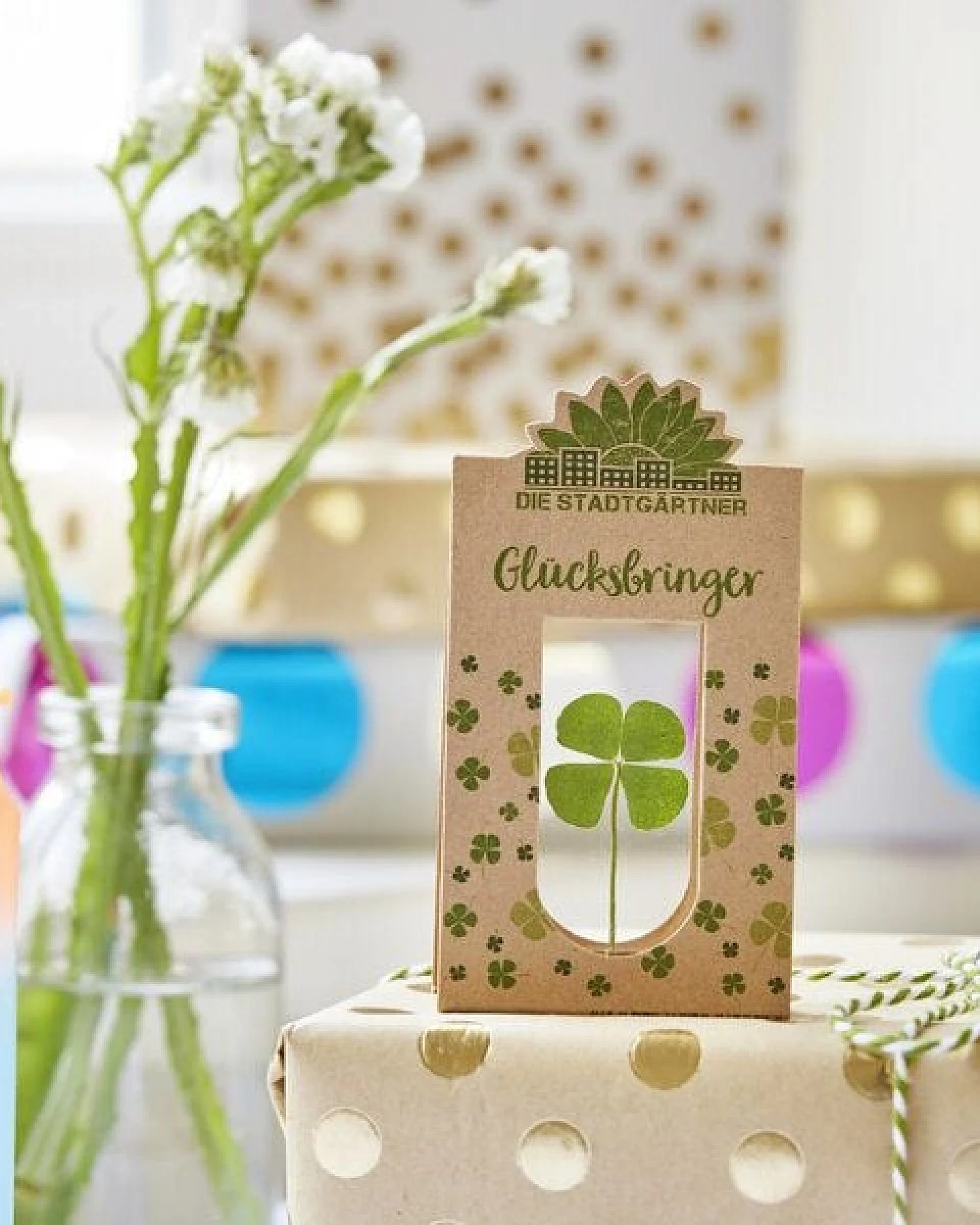 Die Stadtgärtner Glücksbringer I Echtes vierblättriges Kleeblatt als Talisman-Geschenk – Ansicht 4