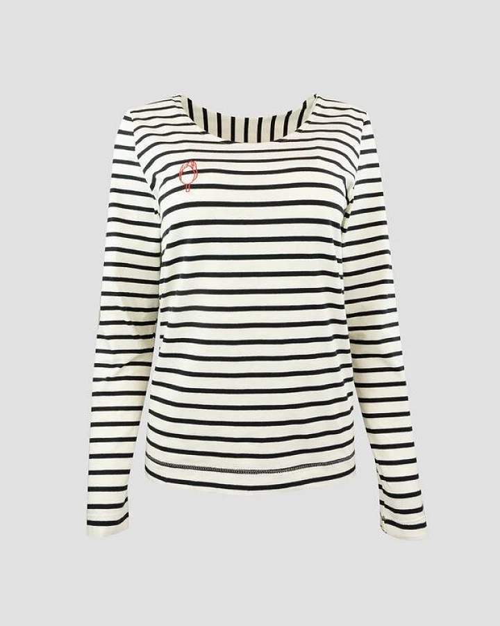 bellaLEYK Langarm T-Shirt mit gestickter Tulpe