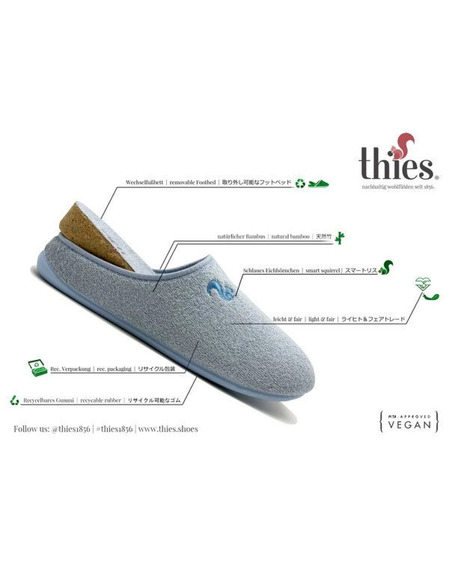 Veganer Bambus Slipper "thies ® Bamboo", Damen, mit Wechselfussbett – Ansicht 3