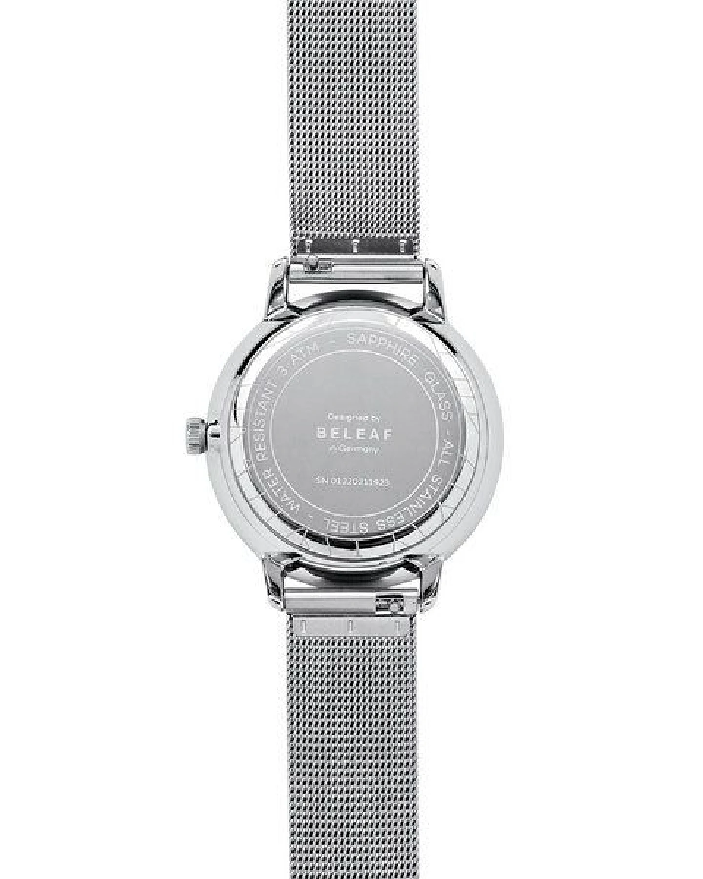 BELEAF "SOLAR SILVER" Uhr mit veganem Uhrenarmband aus Kork oder Milanaise (solarbetrieben) – Ansicht 3