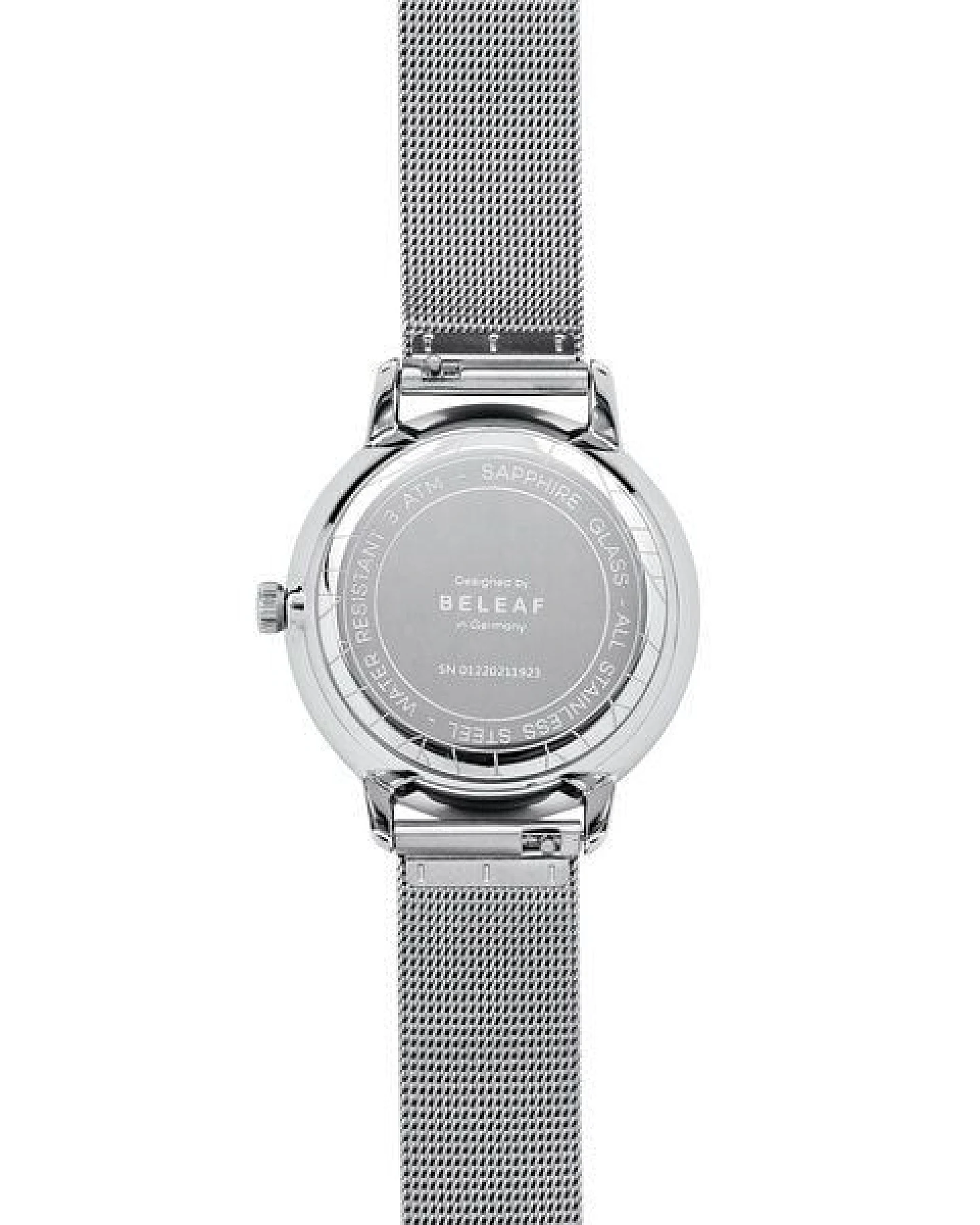 BELEAF "SOLAR SILVER" Uhr mit veganem Uhrenarmband aus Kork oder Milanaise (solarbetrieben) – Ansicht 3