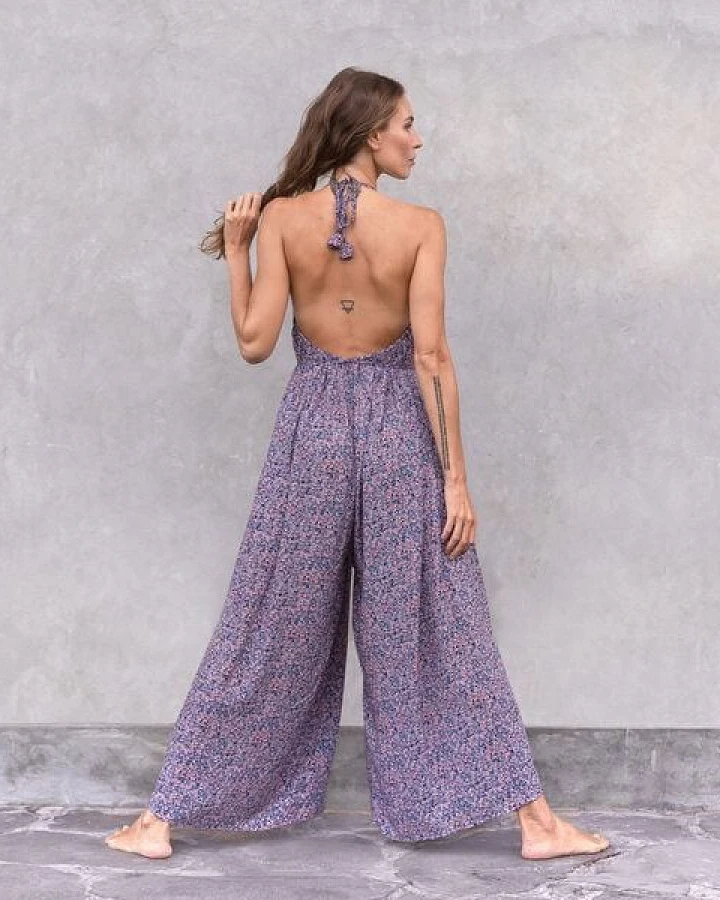 Jaya JASMINE JUMPSUIT BLUEFLOWERS - Damen - lockerer Jumpsuit - One Size