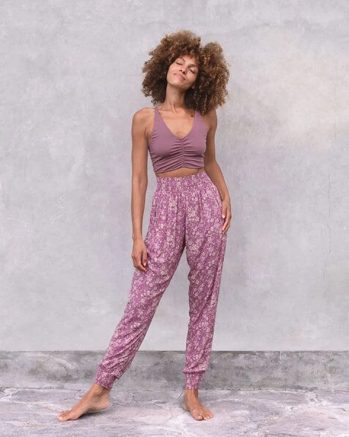 Jaya ANANDA ROSEBIRD & FLOWERS - Damen - Sommerhose für Yoga und Freizeit