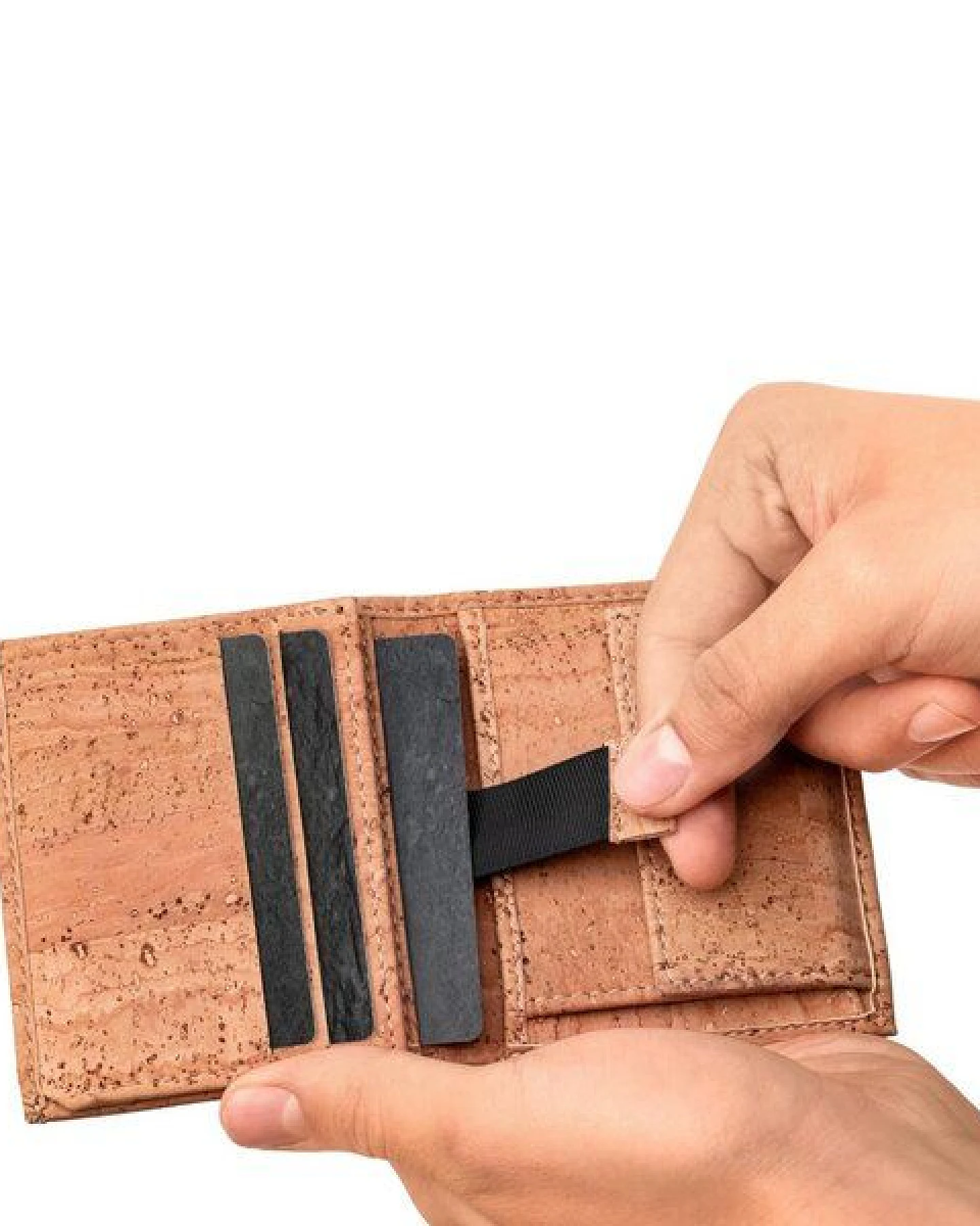 Simaru Mini Geldbörse aus Kork Geldbeutel mit RFID schutz Portemonnaie Vegan – Ansicht 2
