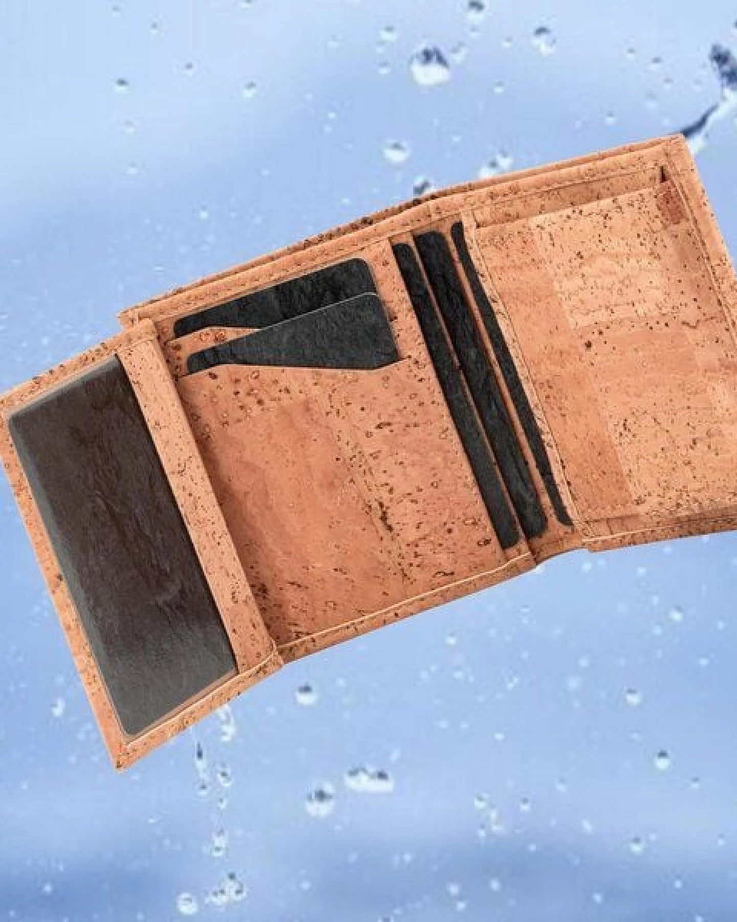 Simaru Mini Geldbörse aus Kork Geldbeutel mit RFID schutz Portemonnaie Vegan – Ansicht 3