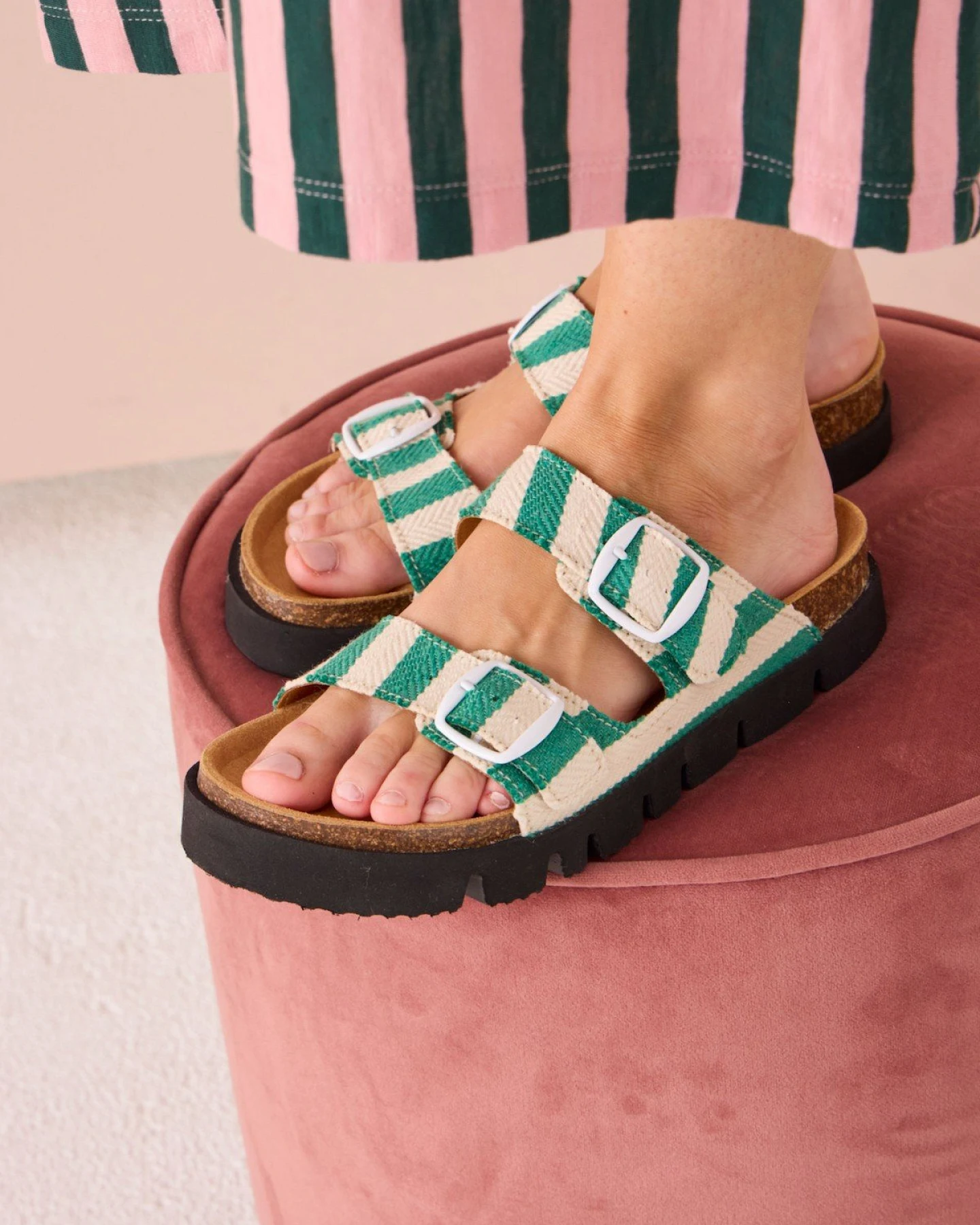 Sandale Noelia Stripes Grün – Ansicht 4