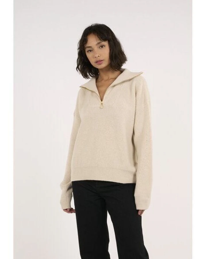 KnowledgeCotton Apparel Troyer - Half Zip - aus robuster Bio-Merinowolle