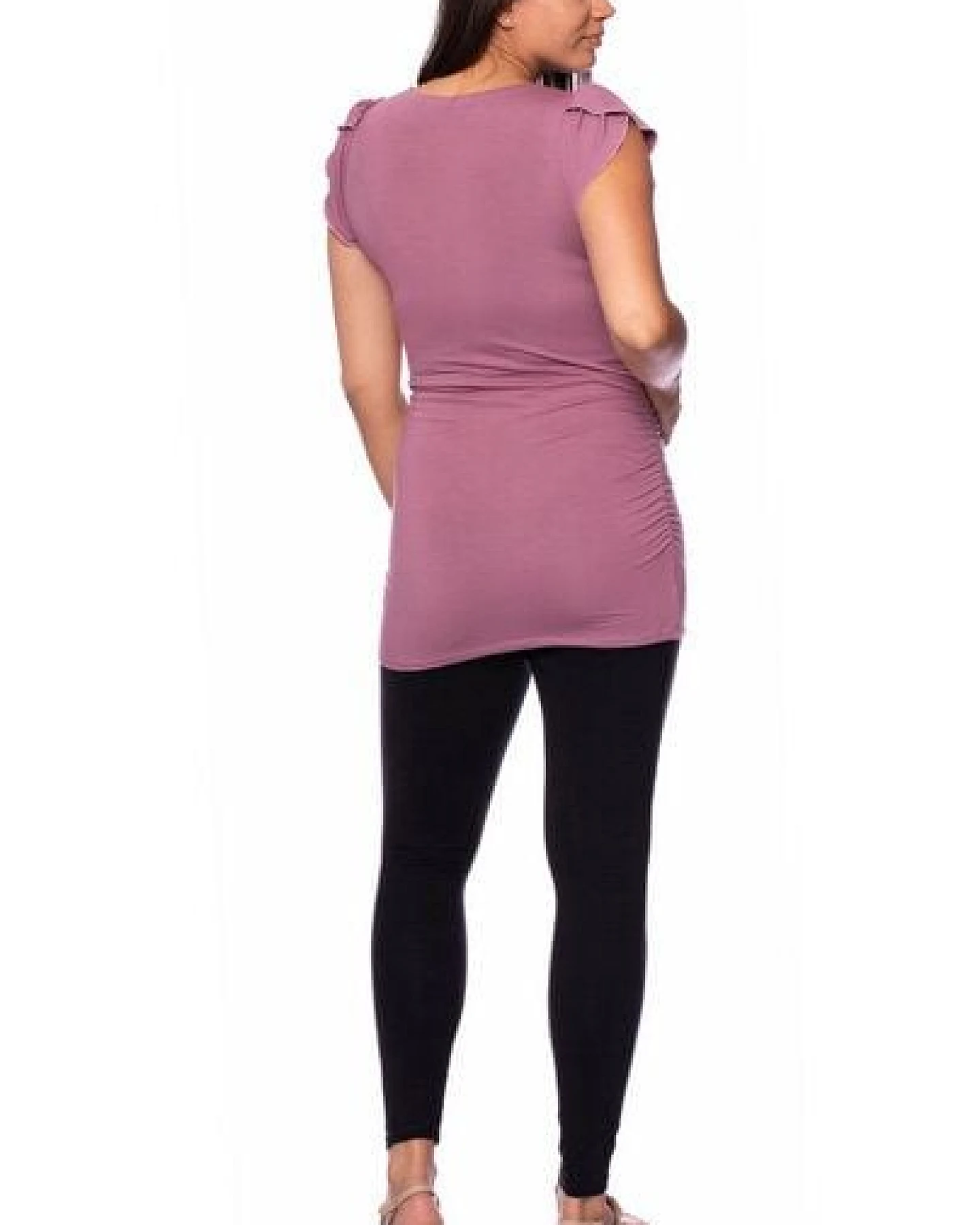 Milchshake 102 BASIC Umstands- und Stillshirt seitlich gerafft mit Schmetterlingsärmeln – Ansicht 4