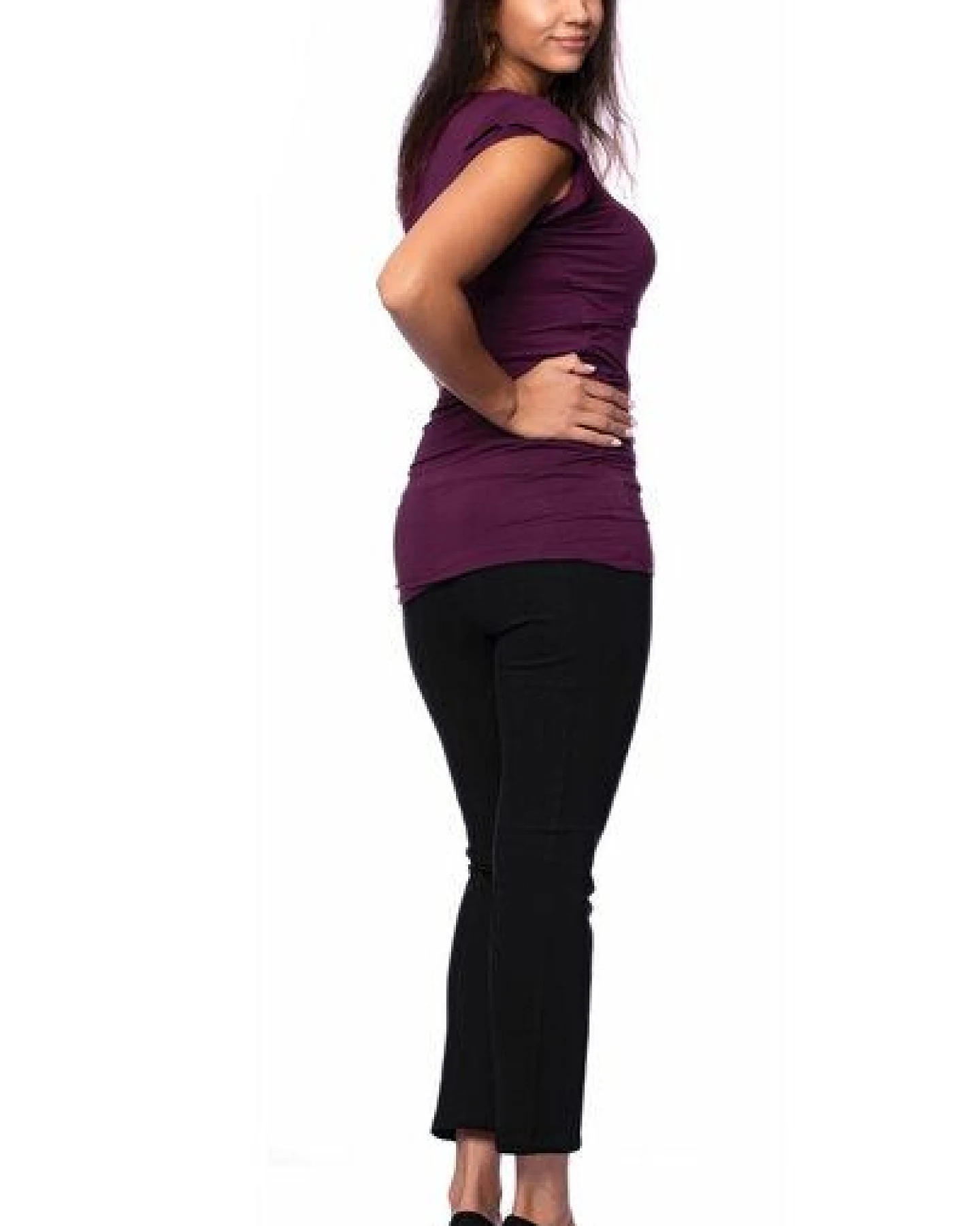 Milchshake 102 BASIC Umstands- und Stillshirt seitlich gerafft mit Schmetterlingsärmeln – Ansicht 4
