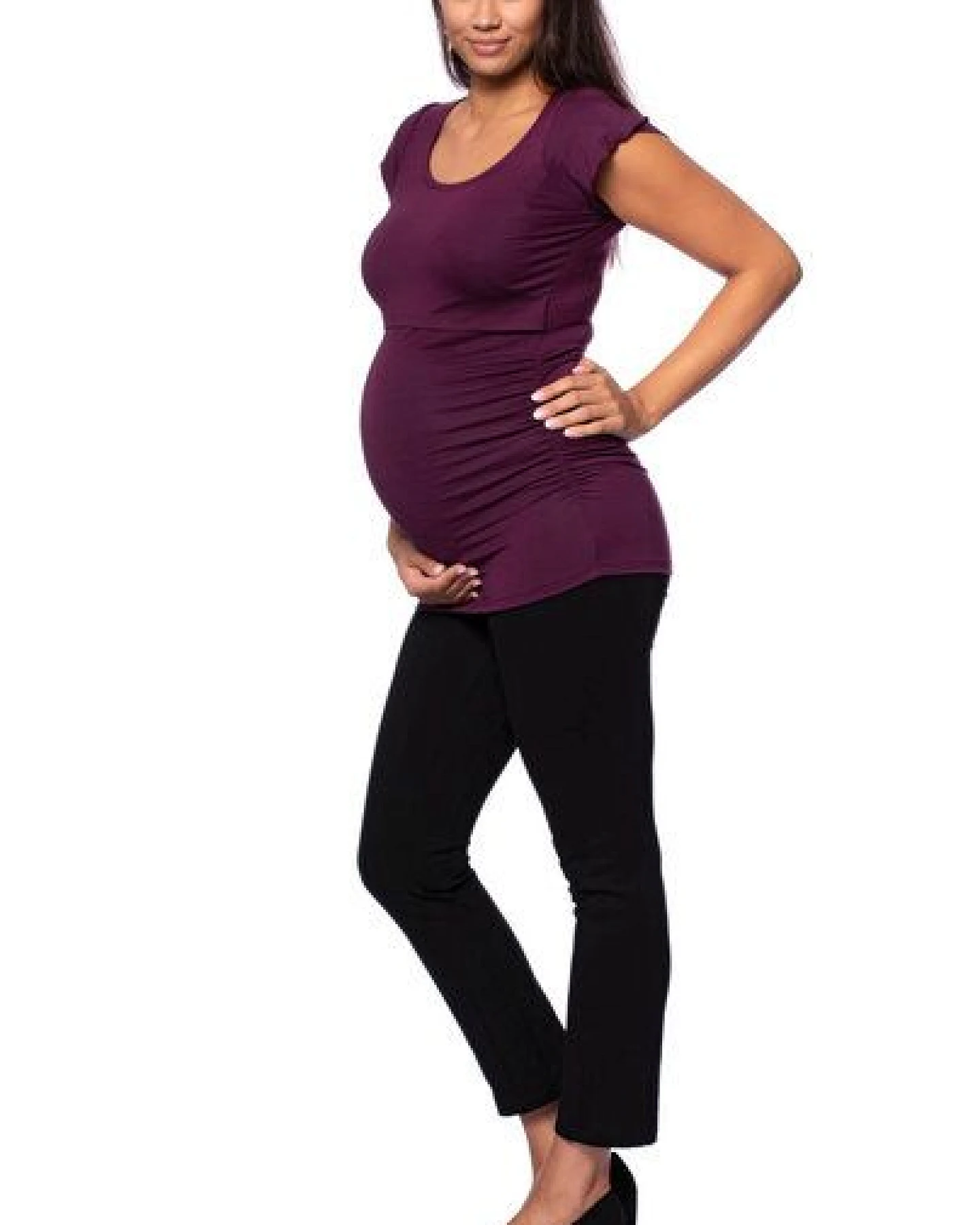Milchshake 102 BASIC Umstands- und Stillshirt seitlich gerafft mit Schmetterlingsärmeln – Ansicht 2