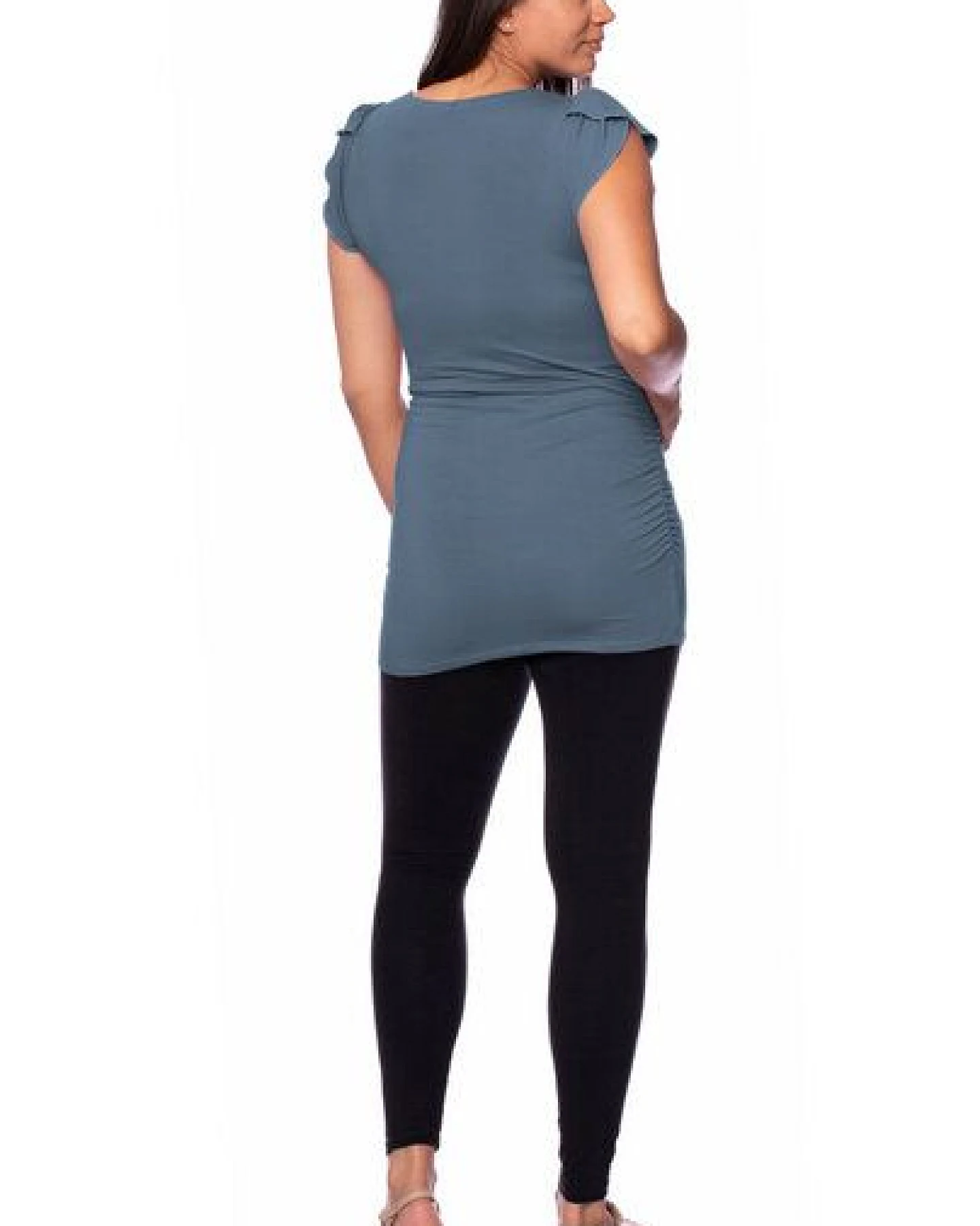 Milchshake 102 BASIC Umstands- und Stillshirt seitlich gerafft mit Schmetterlingsärmeln – Ansicht 3