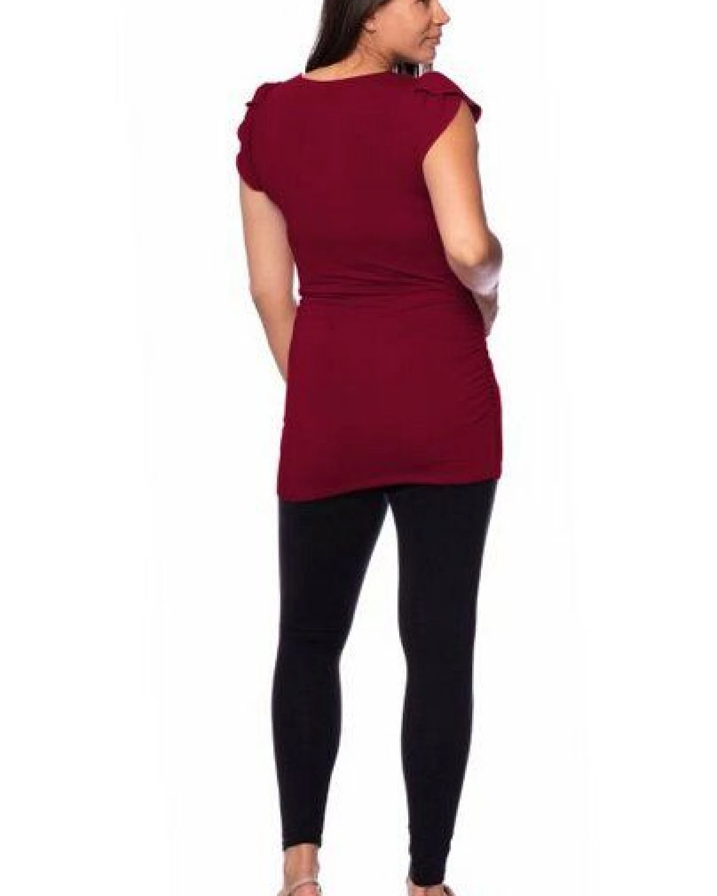 Milchshake 102 BASIC Umstands- und Stillshirt seitlich gerafft mit Schmetterlingsärmeln – Ansicht 2