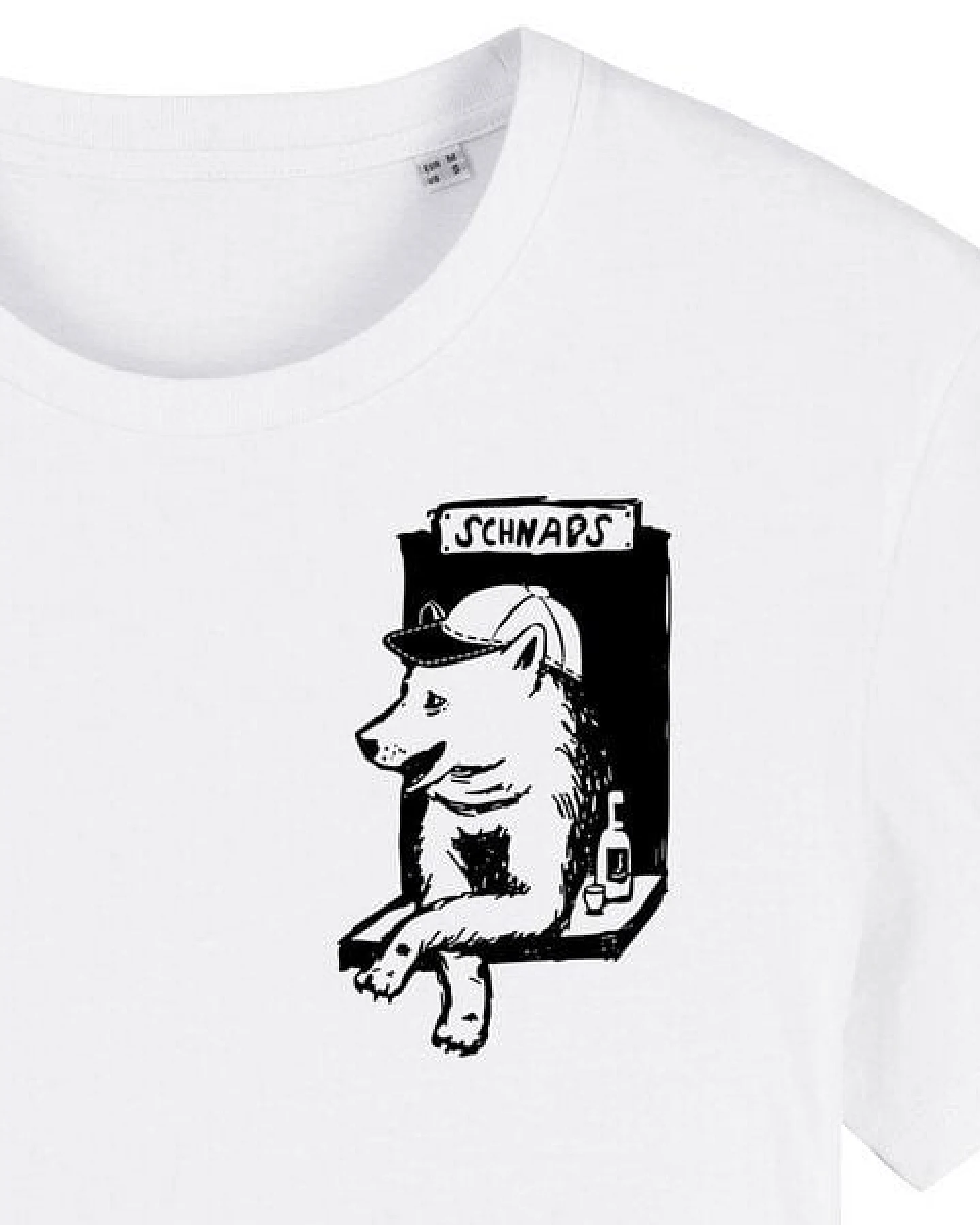 Husky-Bar mit Schnaps - Brust Motiv - päfjes Fair Wear Männer T-Shirt - White – Ansicht 2