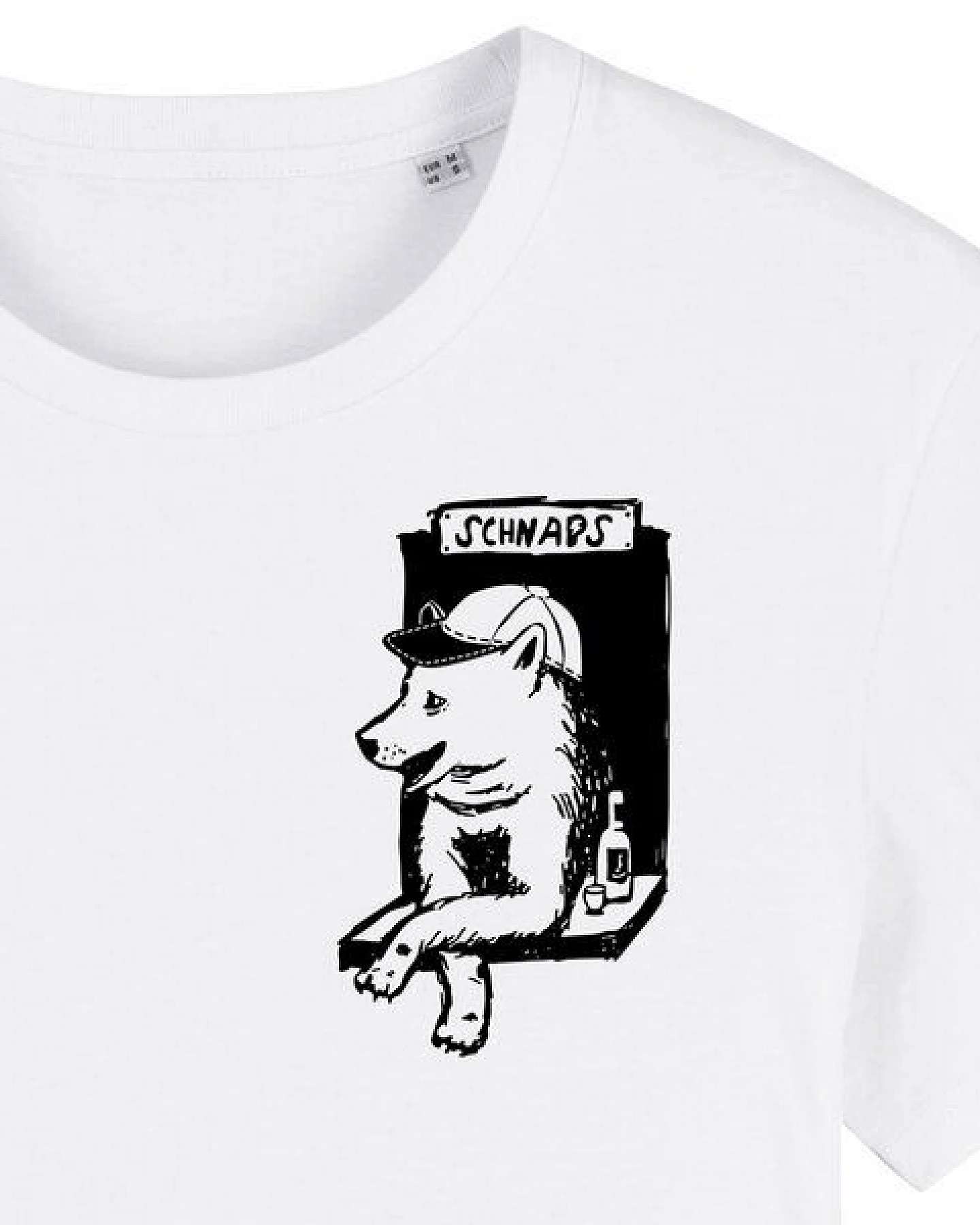 Husky-Bar mit Schnaps - Brust Motiv - päfjes Fair Wear Männer T-Shirt - White – Ansicht 2