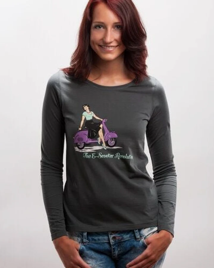 108 Degrees E-Scooter Longsleeve grau, GOTS