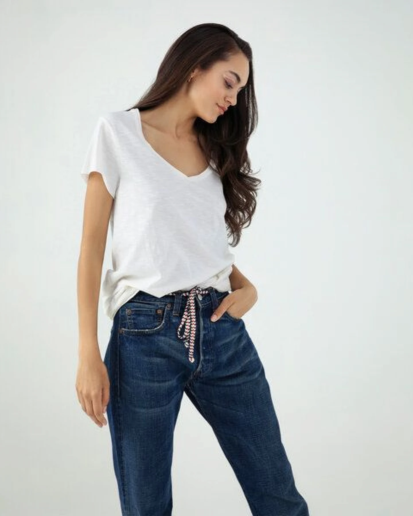 d'Els Rebecca Damen V-Neck Kurzarm T-Shirt aus Flame Bio Baumwolle – Ansicht 3