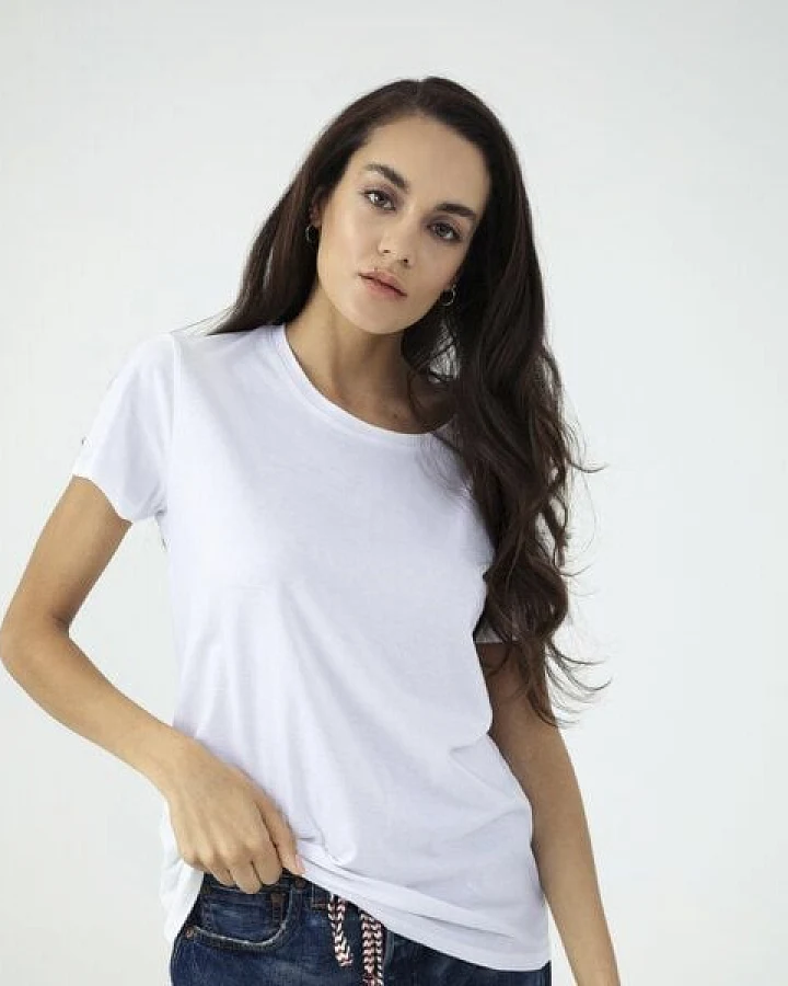 d'Els Vivien Damen Rundhals Kurzarm T-Shirt aus Single Jersey Bio Baumwolle