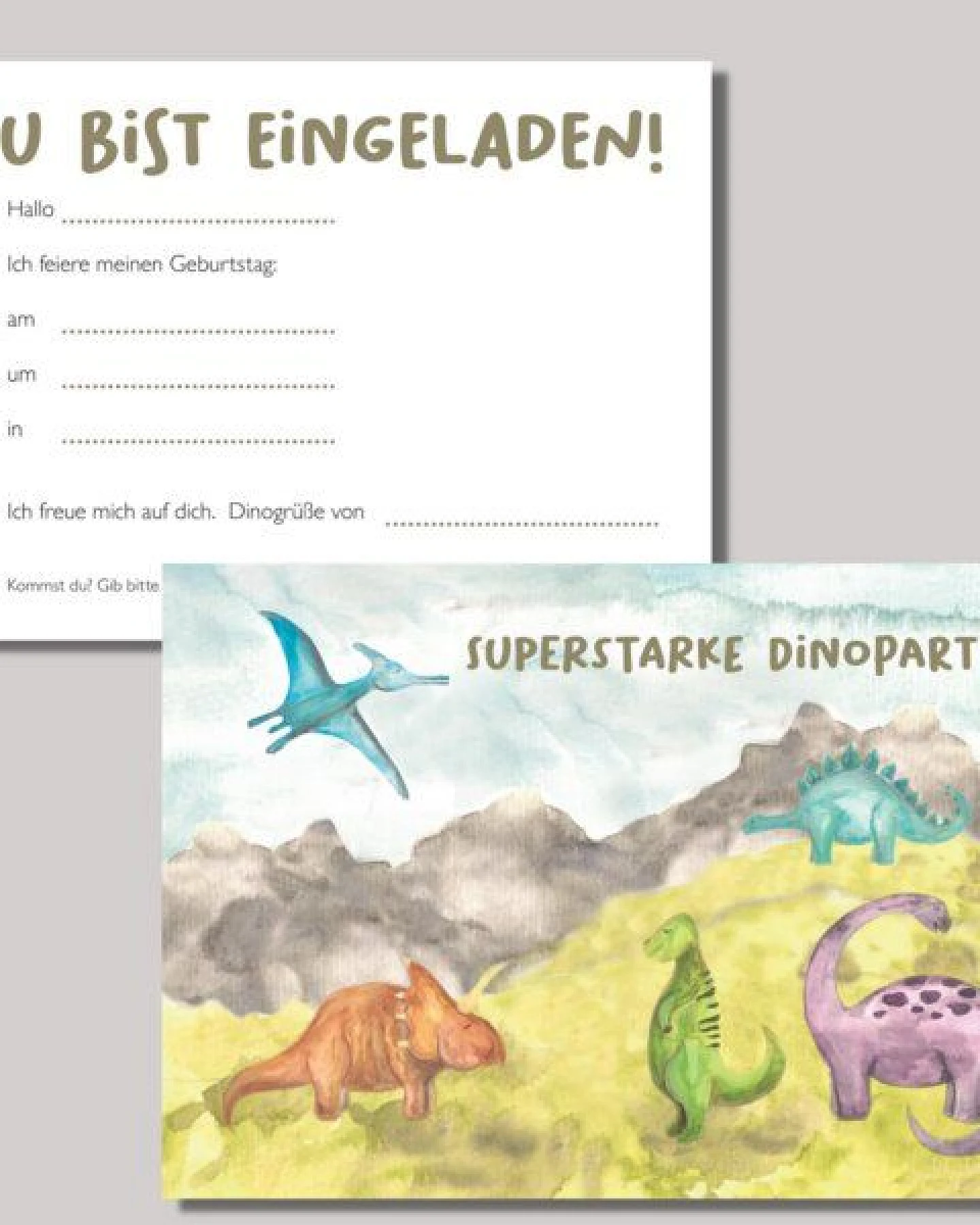 Fines Papeterie 5 Einladungen DINO * Kindergeburtstag * Einladungskarten Din A6 * Dinosaurier Party – Ansicht 2