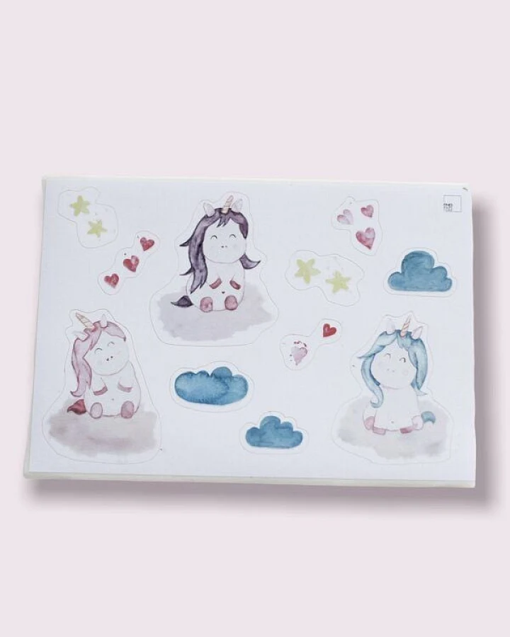 Fines Papeterie Aufkleber 5er Set EINHORN für die Kindergeburtstags Party * Sticker für Kinder * Din A5 Bögen