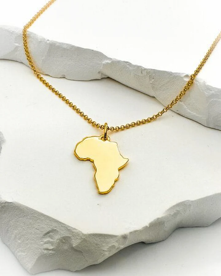 MOANINA Kette Afrika Kontinent - 925 Silber/18k Gold Vermeil - 3 Längen