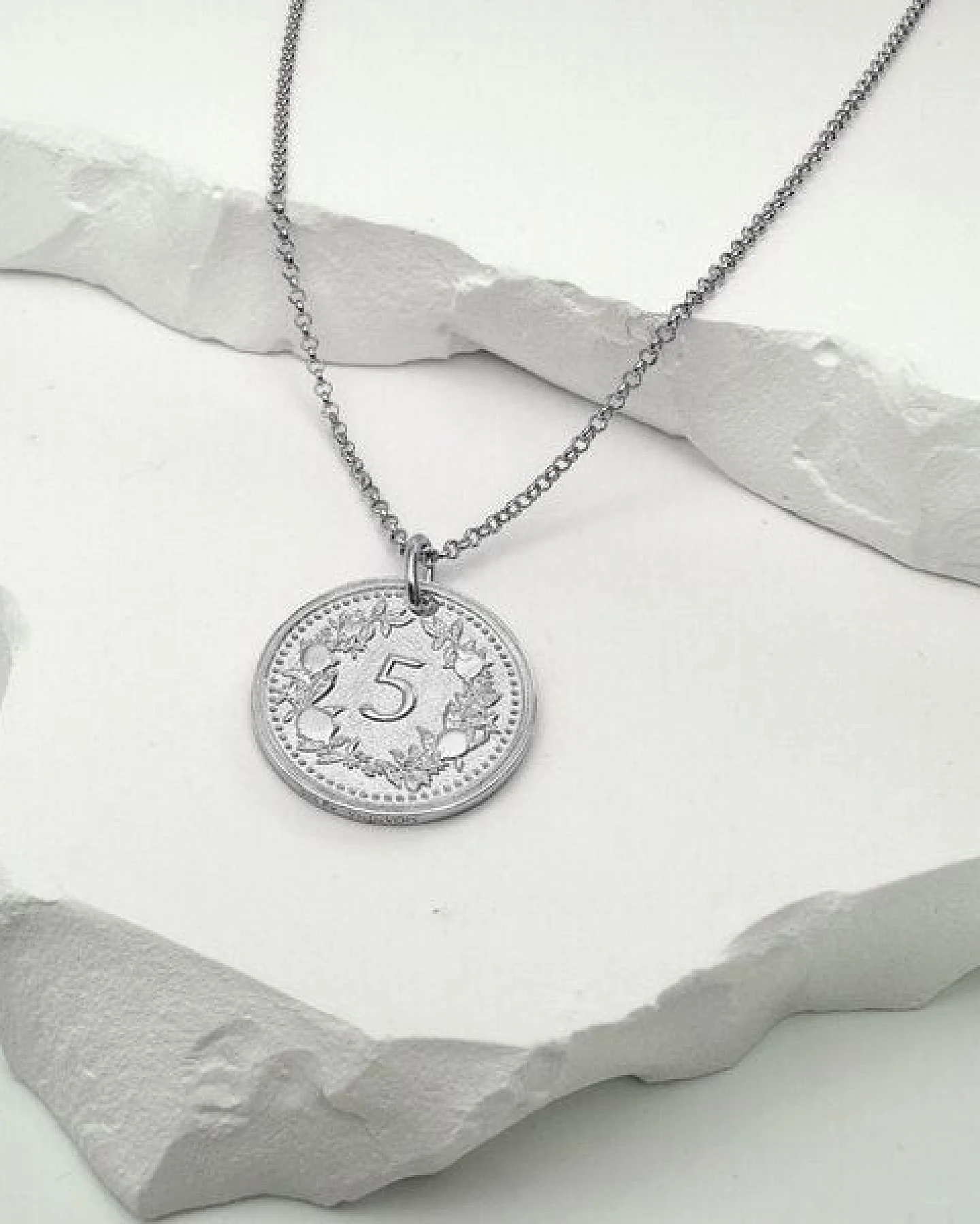 MOANINA Kette Münze Venezia - 925 Silber/18k Gold Vermeil - 3 Längen – Ansicht 3