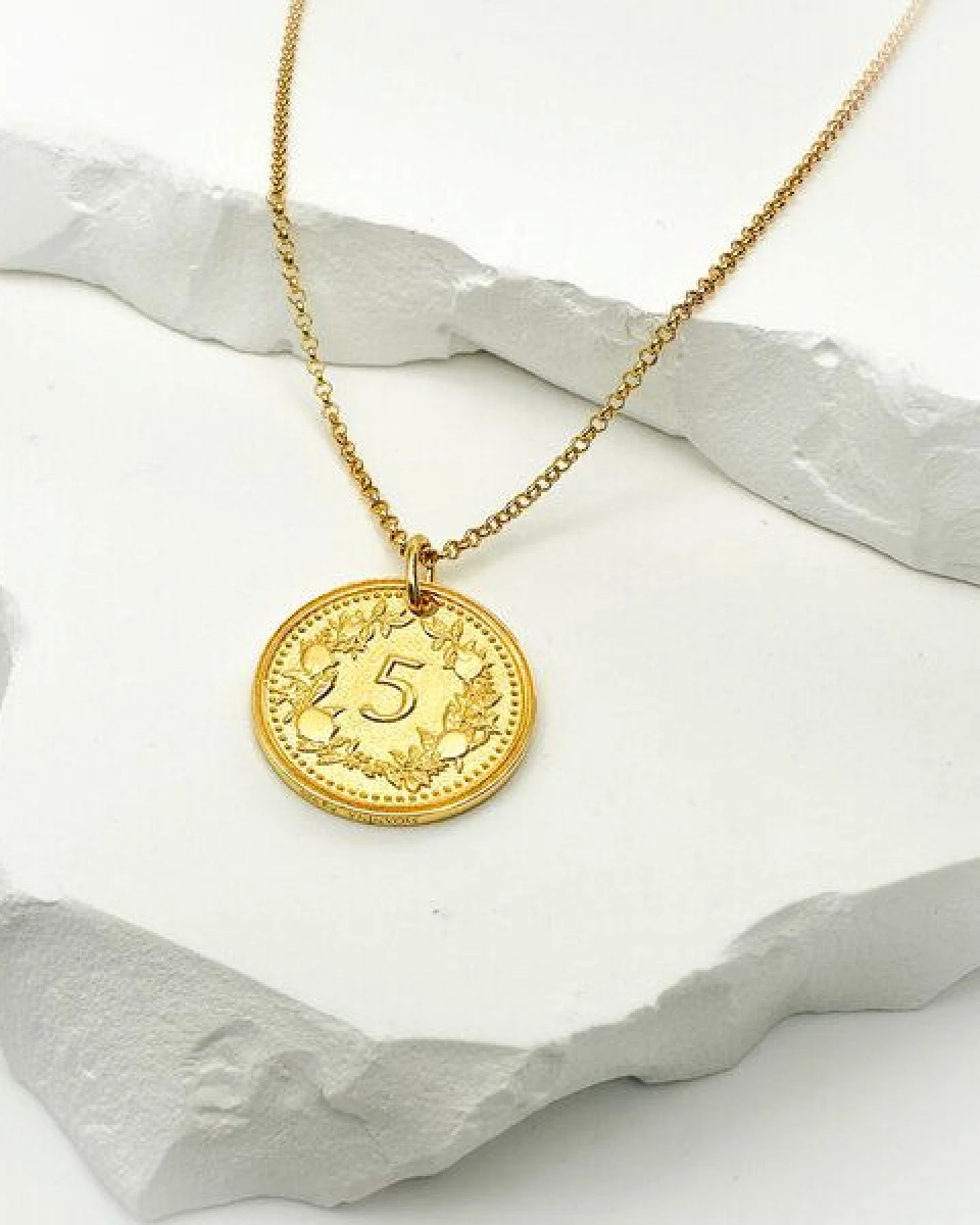 MOANINA Kette Münze Venezia - 925 Silber/18k Gold Vermeil - 3 Längen – Ansicht 3