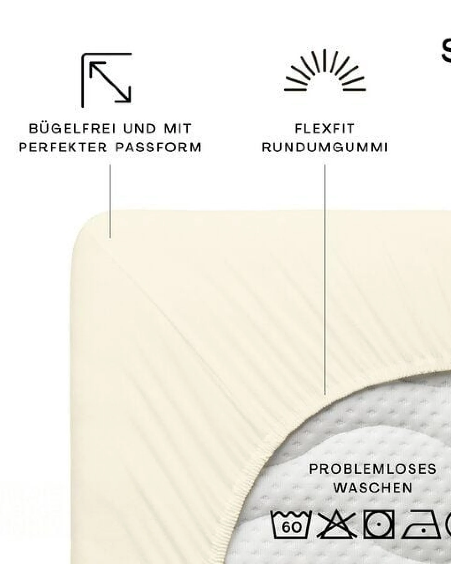 Schlafgut Spannbettlaken Pure - 95% Biobaumwolle, 5% Elasthan - Matratzenhöhe von 18-35cm – Ansicht 2