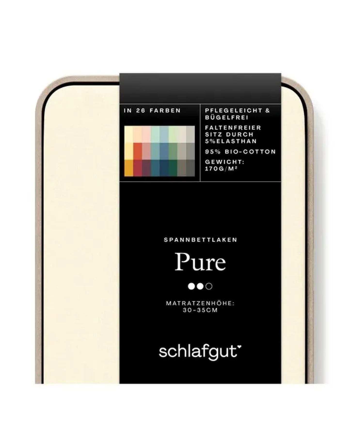 Schlafgut Spannbettlaken Pure - 95% Biobaumwolle, 5% Elasthan - Matratzenhöhe von 18-35cm – Ansicht 4