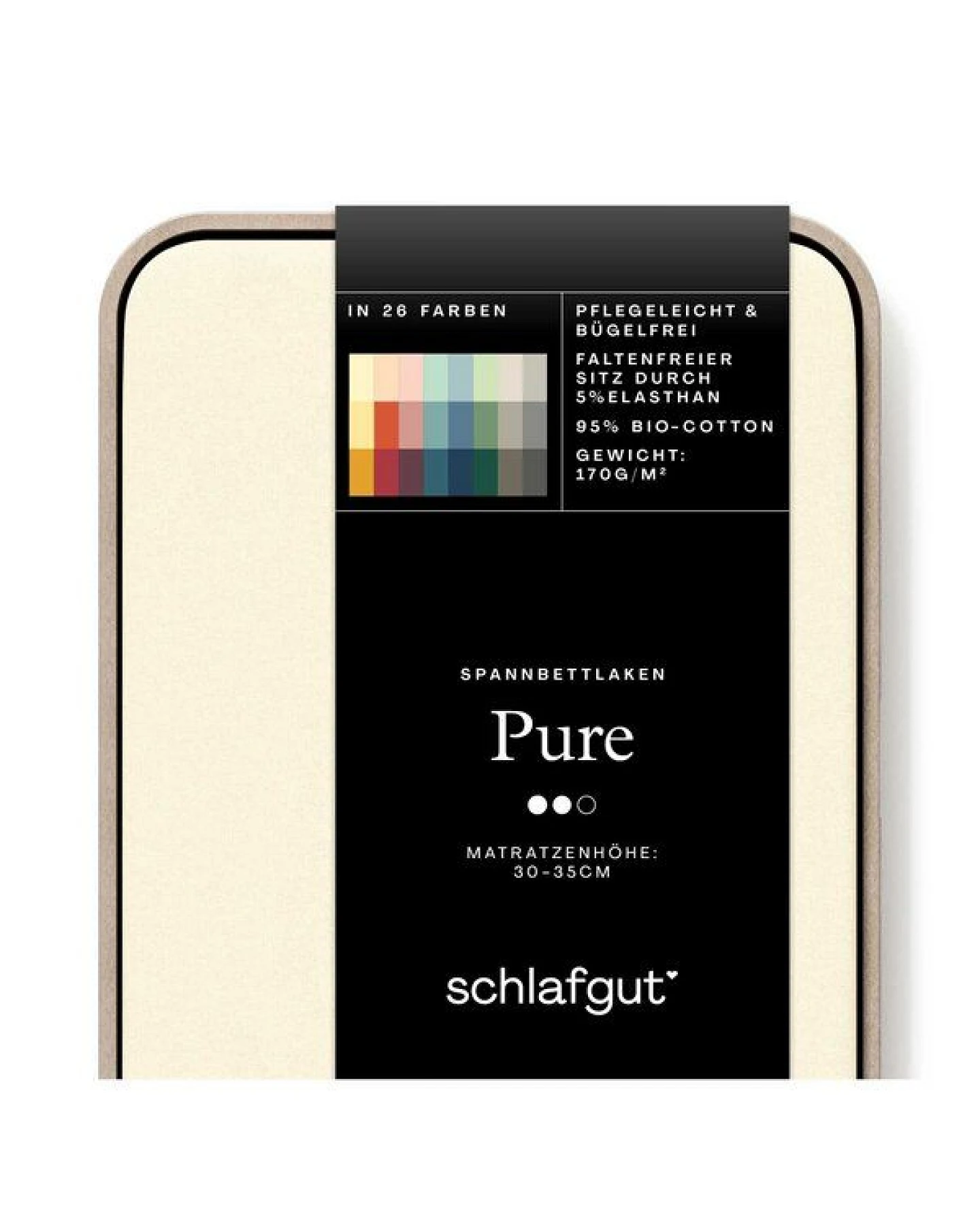 Schlafgut Spannbettlaken Pure - 95% Biobaumwolle, 5% Elasthan - Matratzenhöhe von 18-35cm – Ansicht 3
