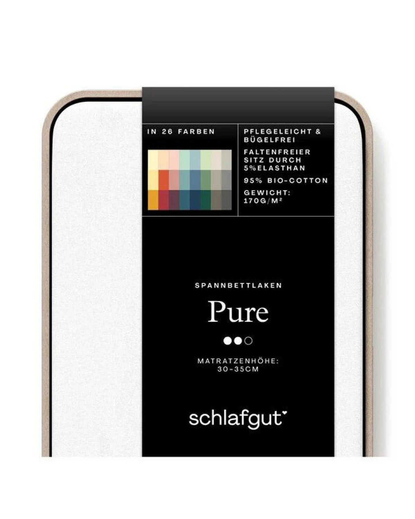 Schlafgut Spannbettlaken Pure - 95% Biobaumwolle, 5% Elasthan - Matratzenhöhe von 18-35cm – Ansicht 3