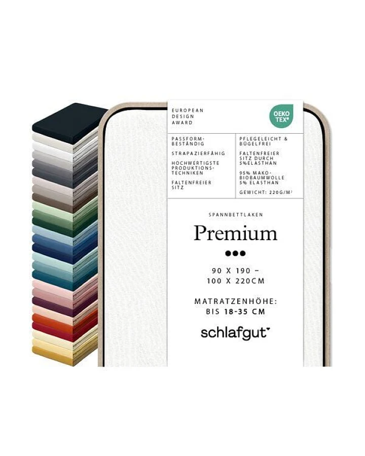 Schlafgut Spannbettlaken Premium - 95% Bio-Makobaumwolle, 5% Elasthan - Matratzenhöhe von 18-35cm