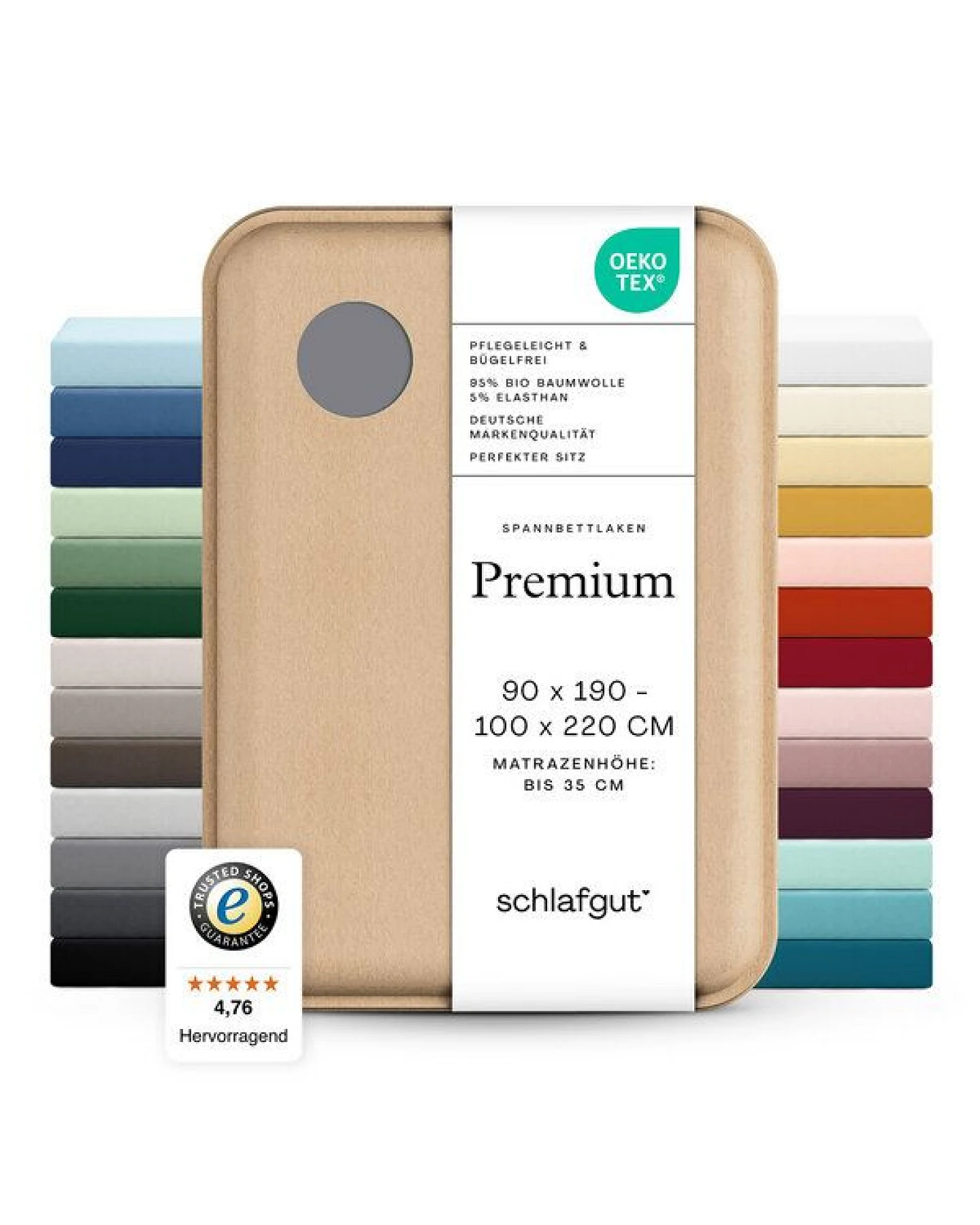Schlafgut Spannbettlaken Premium - 95% Bio-Makobaumwolle, 5% Elasthan - Matratzenhöhe von 18-35cm – Ansicht 3