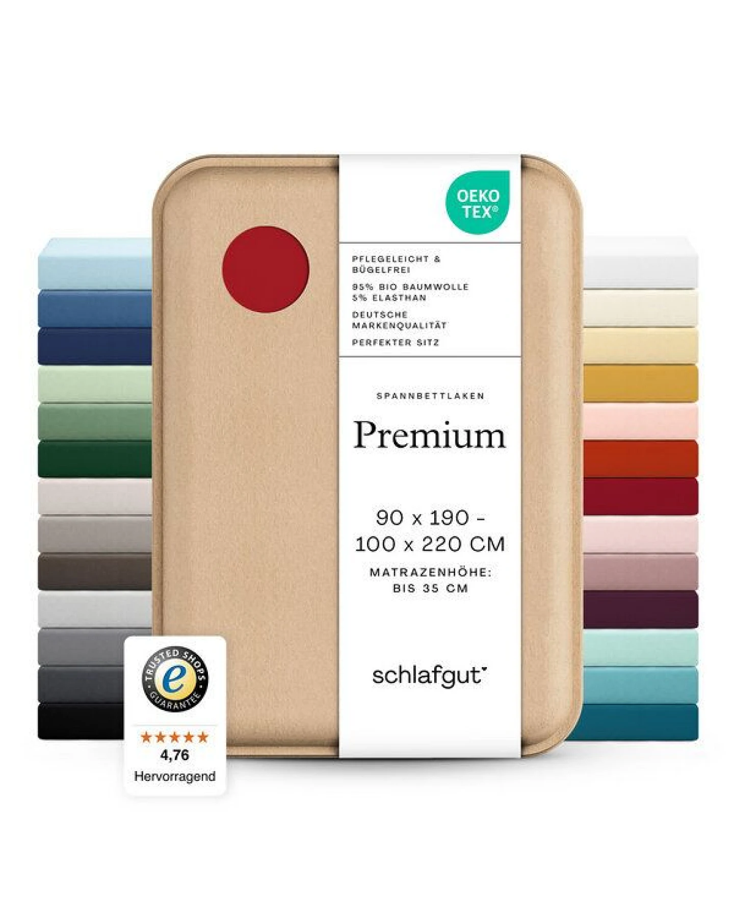 Schlafgut Spannbettlaken Premium - 95% Bio-Makobaumwolle, 5% Elasthan - Matratzenhöhe von 18-35cm – Ansicht 3