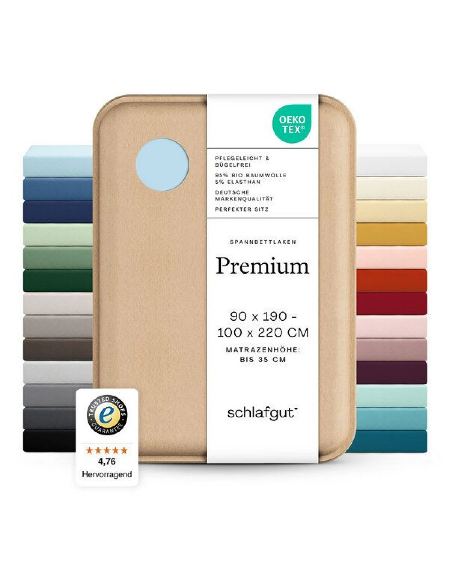 Schlafgut Spannbettlaken Premium - 95% Bio-Makobaumwolle, 5% Elasthan - Matratzenhöhe von 18-35cm – Ansicht 3