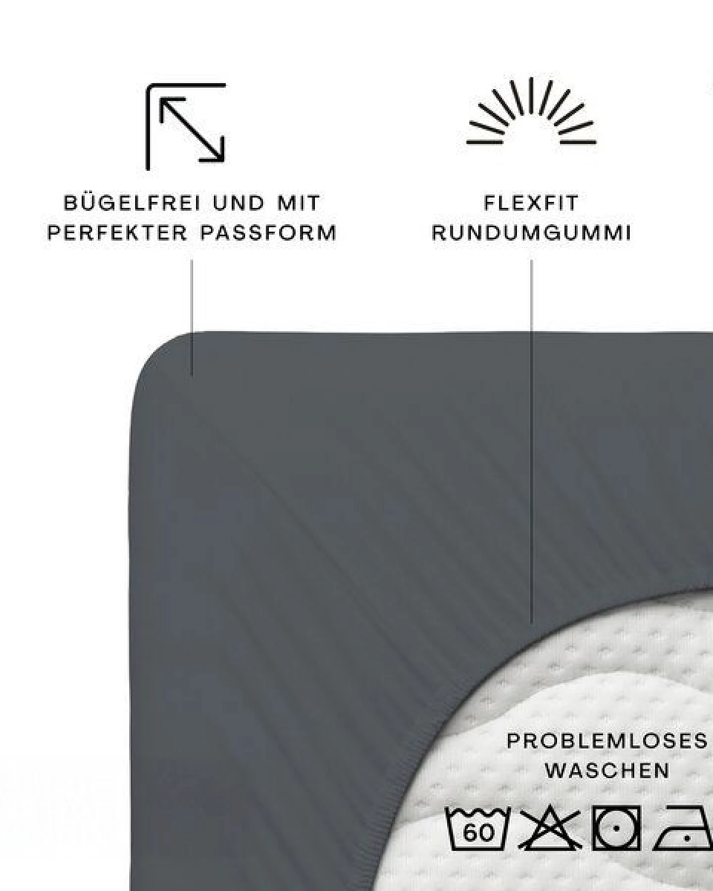 Schlafgut Spannbettlaken Premium - 95% Bio-Makobaumwolle, 5% Elasthan - Matratzenhöhe von 18-35cm – Ansicht 2