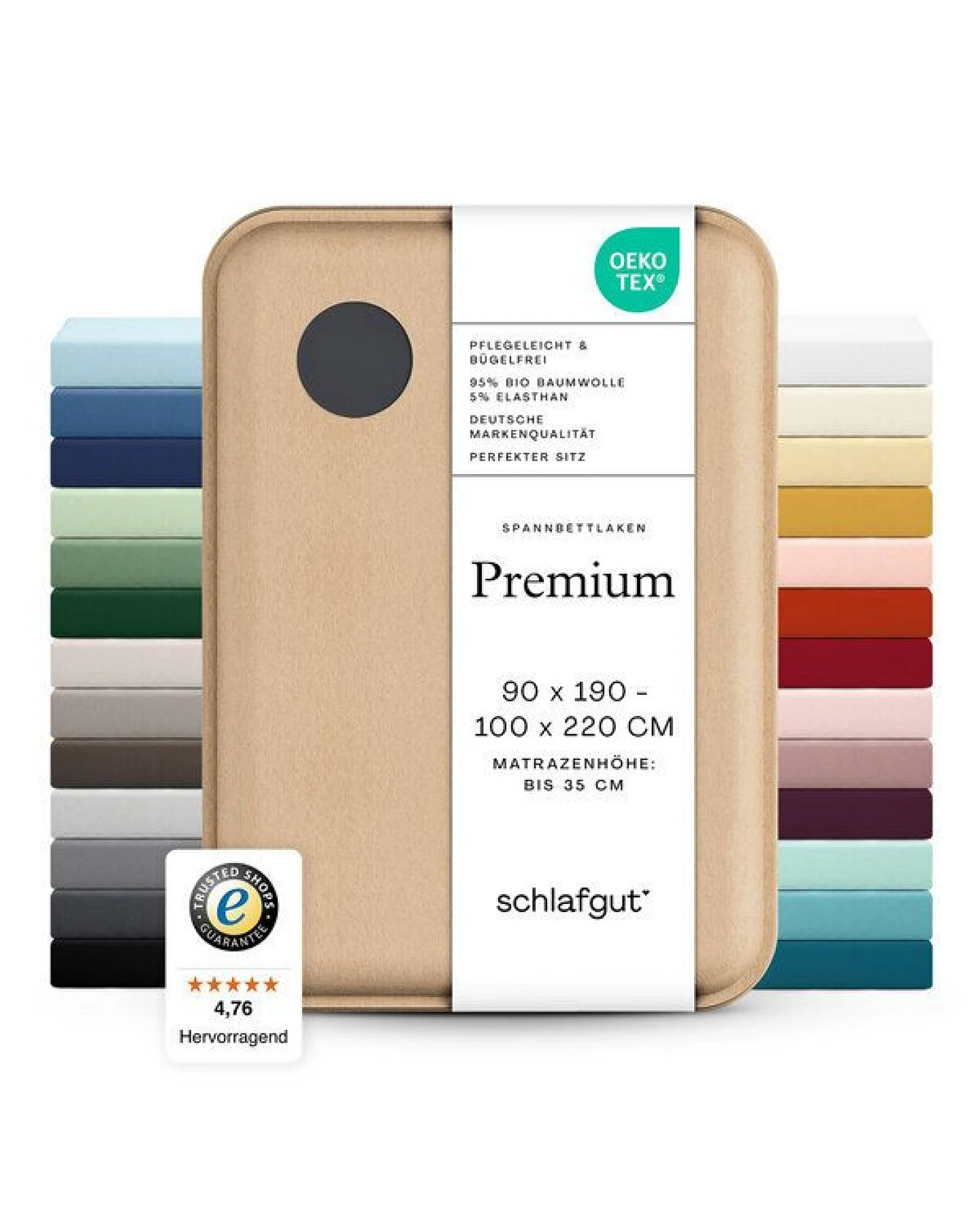 Schlafgut Spannbettlaken Premium - 95% Bio-Makobaumwolle, 5% Elasthan - Matratzenhöhe von 18-35cm – Ansicht 3