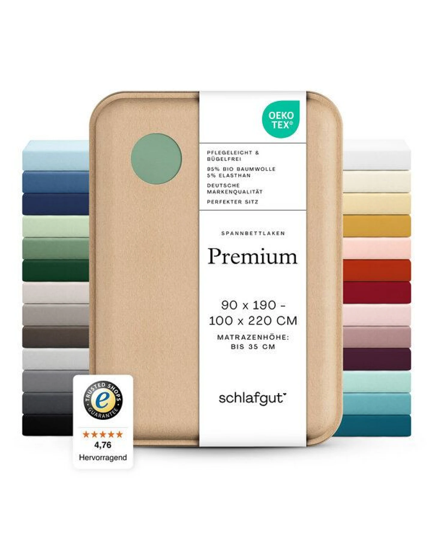 Schlafgut Spannbettlaken Premium - 95% Bio-Makobaumwolle, 5% Elasthan - Matratzenhöhe von 18-35cm – Ansicht 3