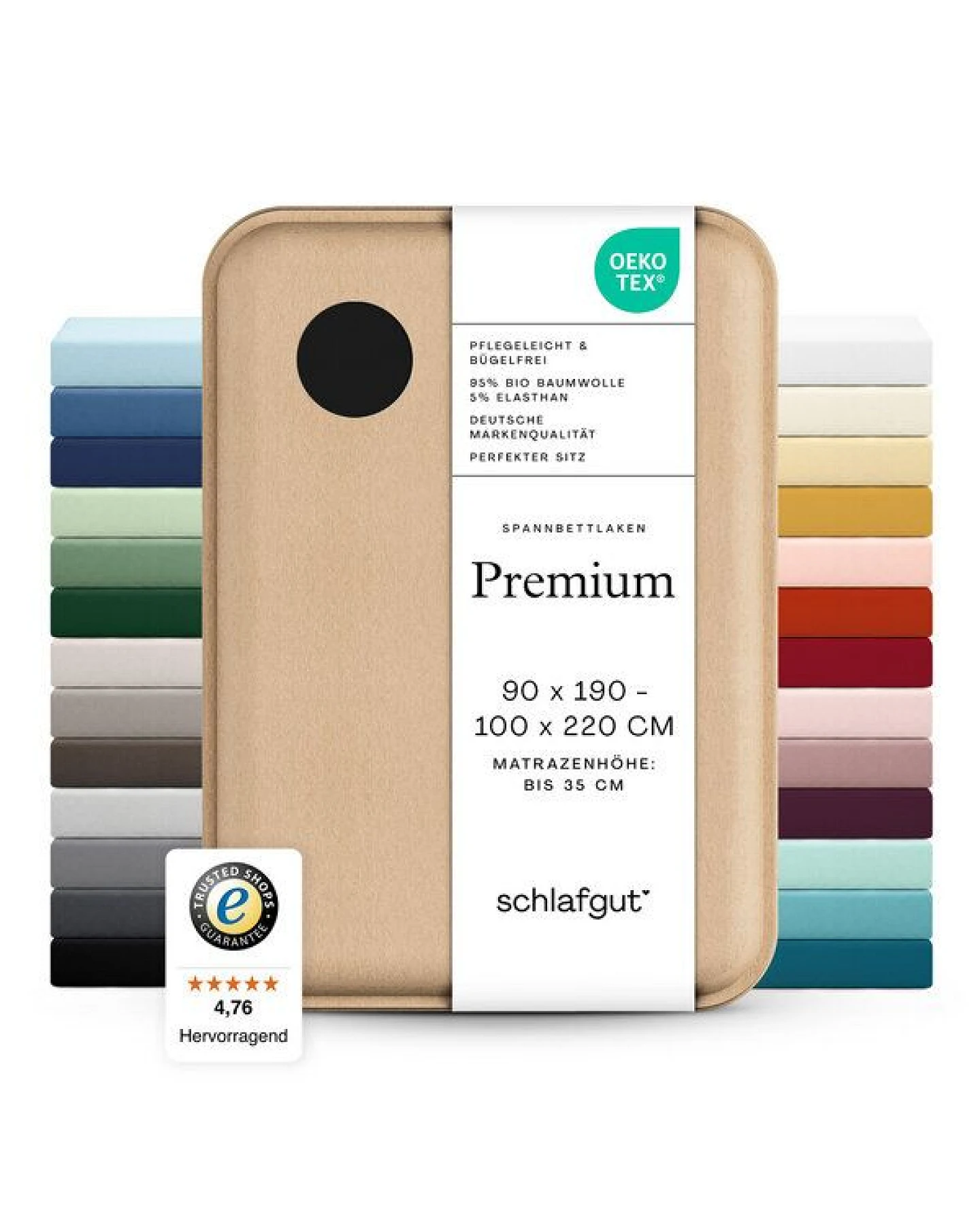 Schlafgut Spannbettlaken Premium - 95% Bio-Makobaumwolle, 5% Elasthan - Matratzenhöhe von 18-35cm – Ansicht 3