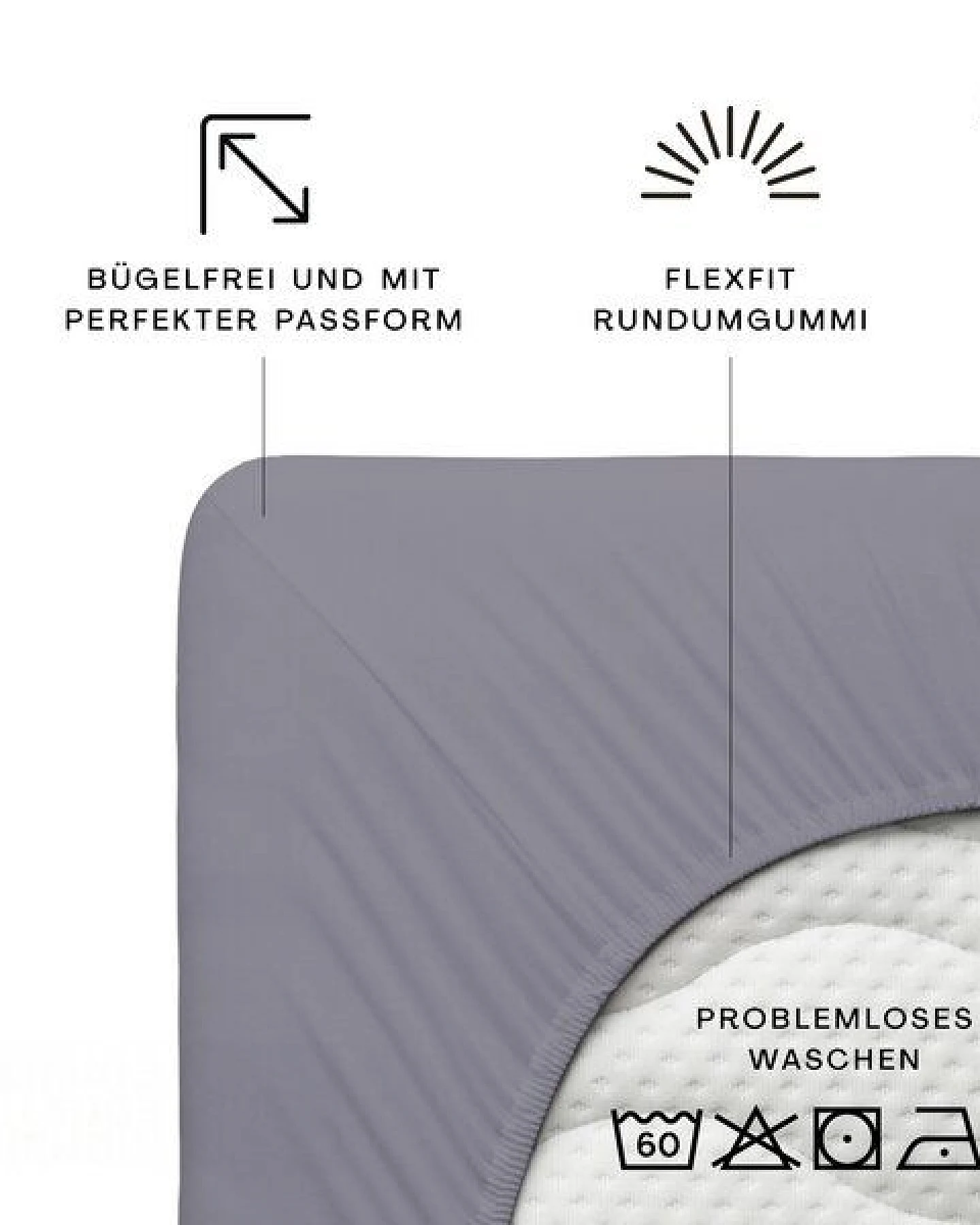 Schlafgut Spannbettlaken Premium - 95% Bio-Makobaumwolle, 5% Elasthan - Matratzenhöhe von 18-35cm – Ansicht 2