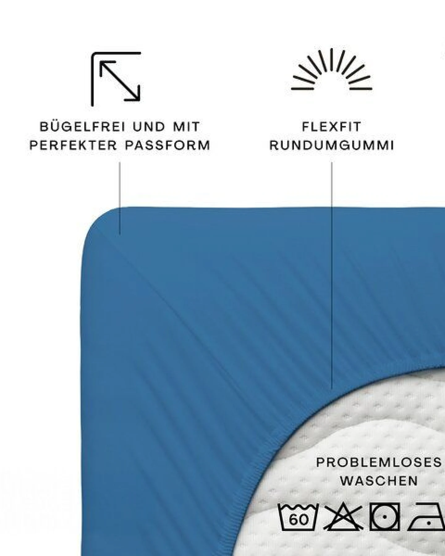 Schlafgut Spannbettlaken Premium - 95% Bio-Makobaumwolle, 5% Elasthan - Matratzenhöhe von 18-35cm – Ansicht 2