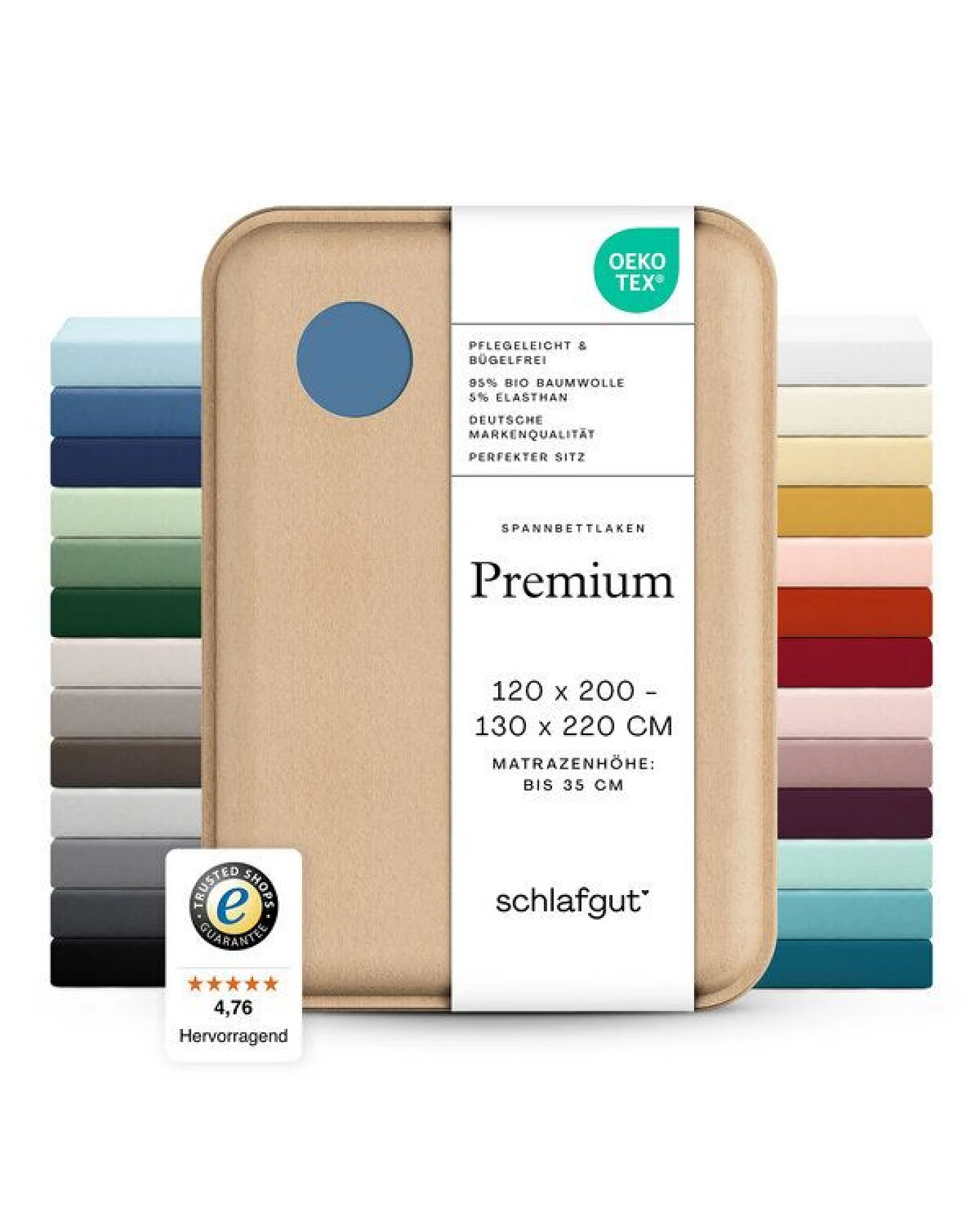 Schlafgut Spannbettlaken Premium - 95% Bio-Makobaumwolle, 5% Elasthan - Matratzenhöhe von 18-35cm – Ansicht 4