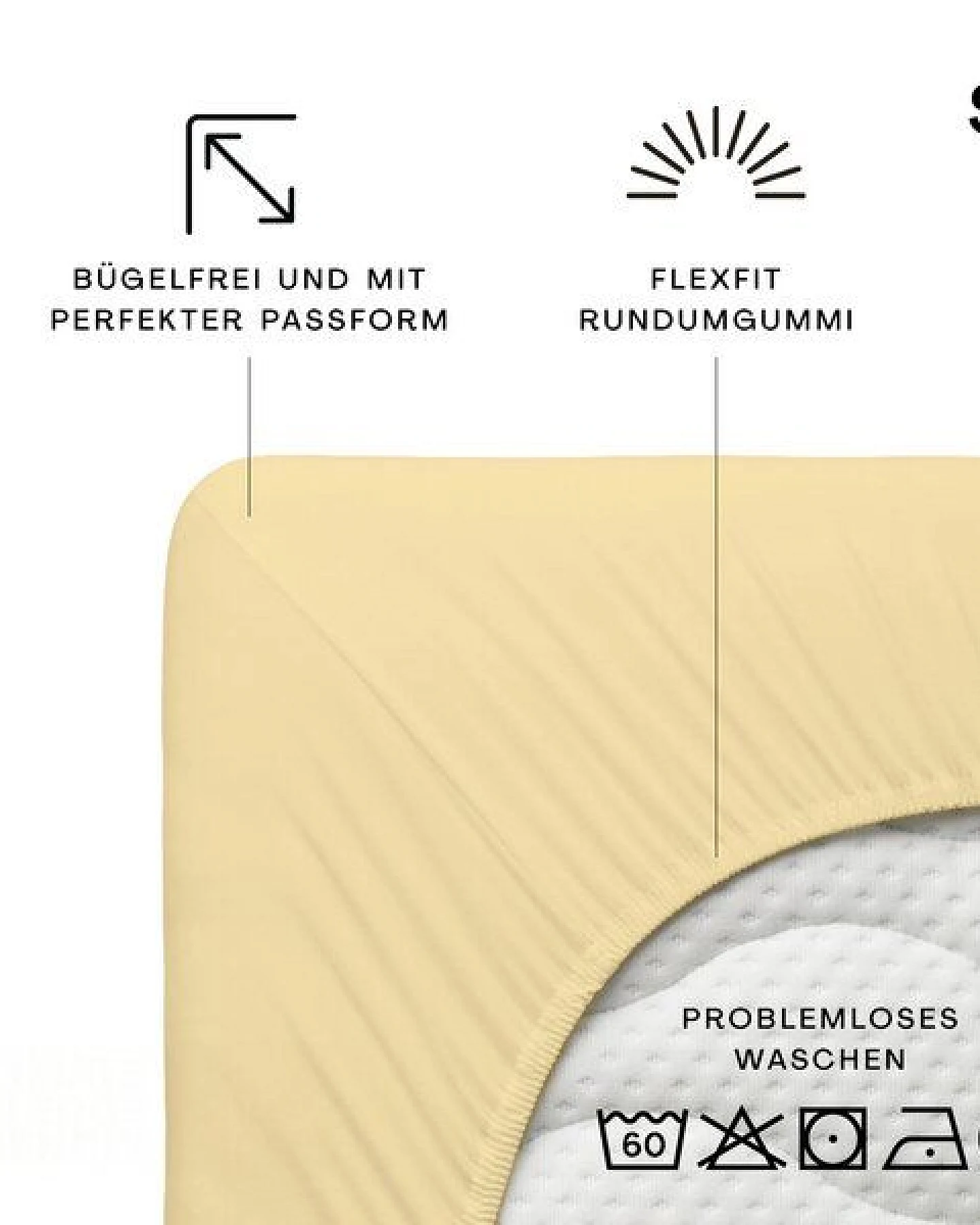 Schlafgut Spannbettlaken Premium - 95% Bio-Makobaumwolle, 5% Elasthan - Matratzenhöhe von 18-35cm – Ansicht 2