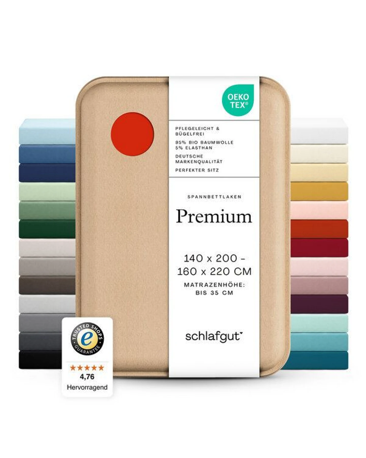Schlafgut Spannbettlaken Premium - 95% Bio-Makobaumwolle, 5% Elasthan - Matratzenhöhe von 18-35cm – Ansicht 3