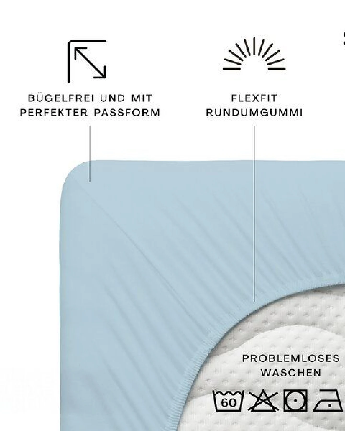 Schlafgut Spannbettlaken Premium - 95% Bio-Makobaumwolle, 5% Elasthan - Matratzenhöhe von 18-35cm – Ansicht 2