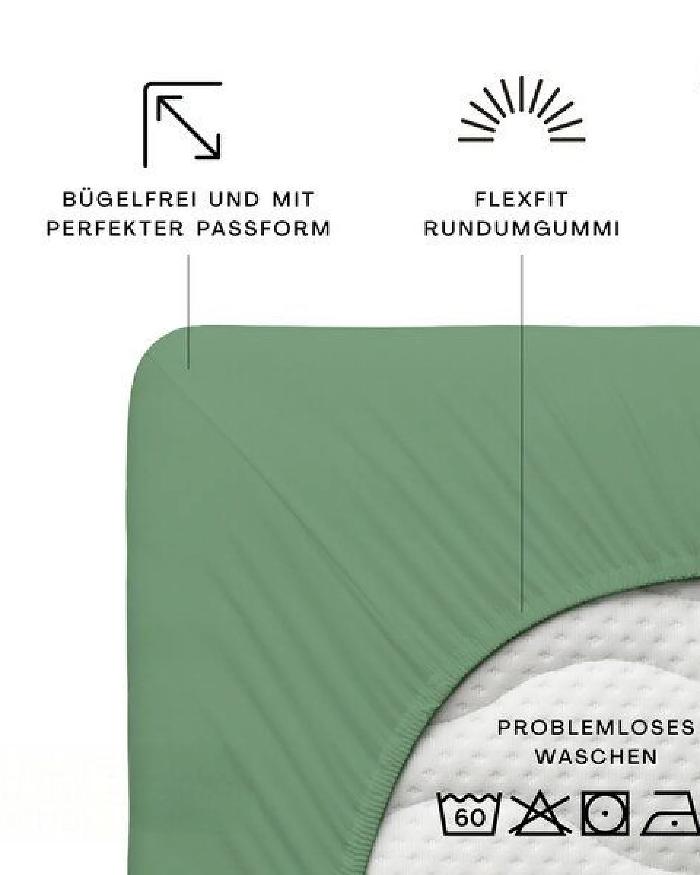 Schlafgut Spannbettlaken Premium - 95% Bio-Makobaumwolle, 5% Elasthan - Matratzenhöhe von 18-35cm – Ansicht 2