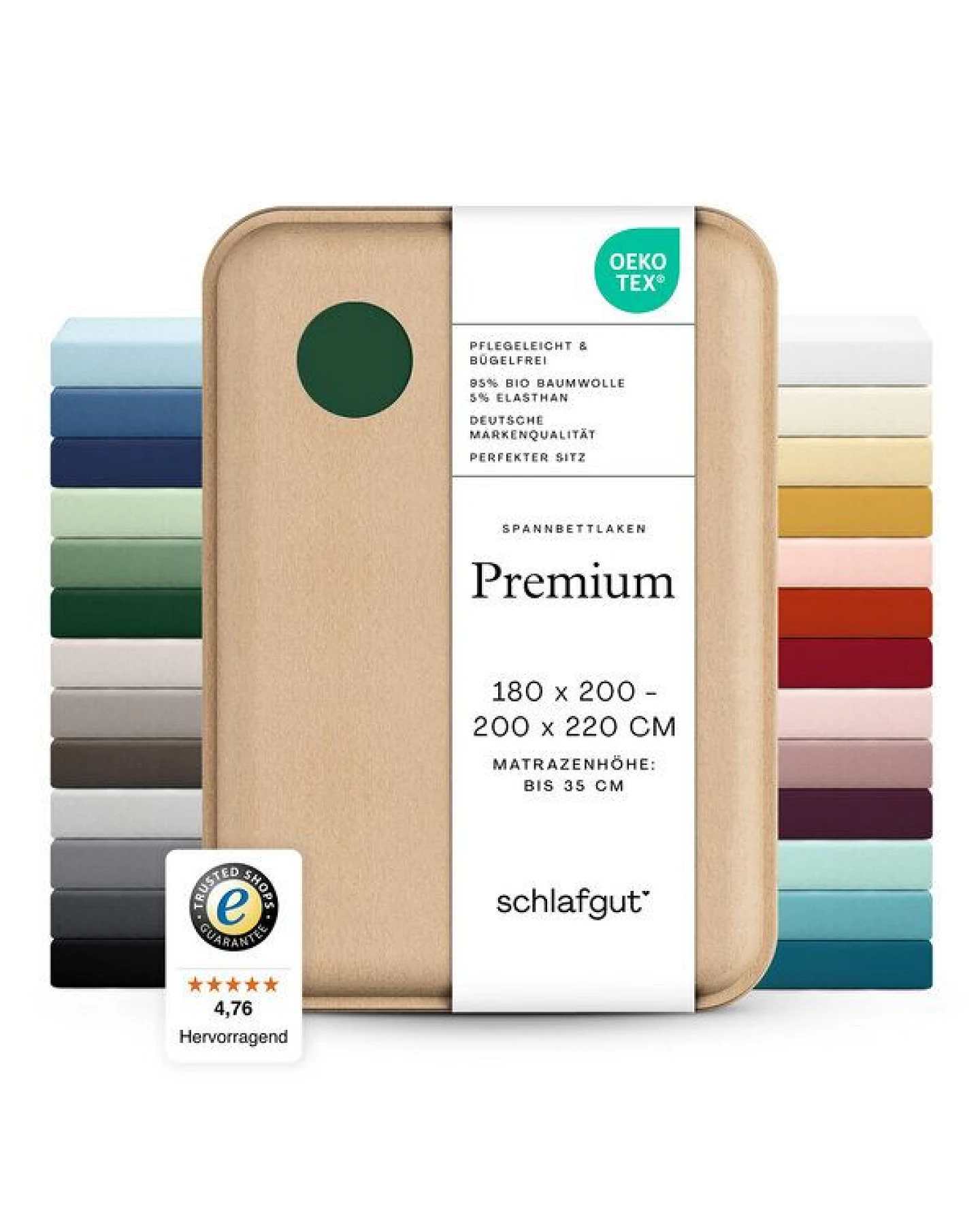 Schlafgut Spannbettlaken Premium - 95% Bio-Makobaumwolle, 5% Elasthan - Matratzenhöhe von 18-35cm – Ansicht 3